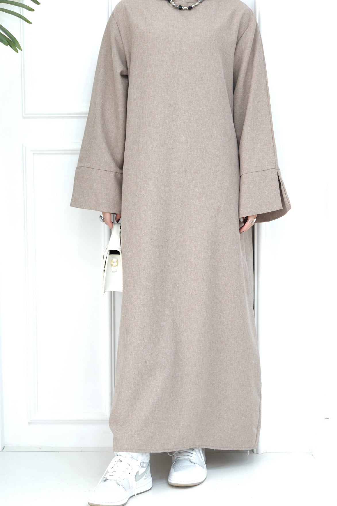 Hasan Polyester Oversize Casual Abaya 715 - Khaki - Meliza