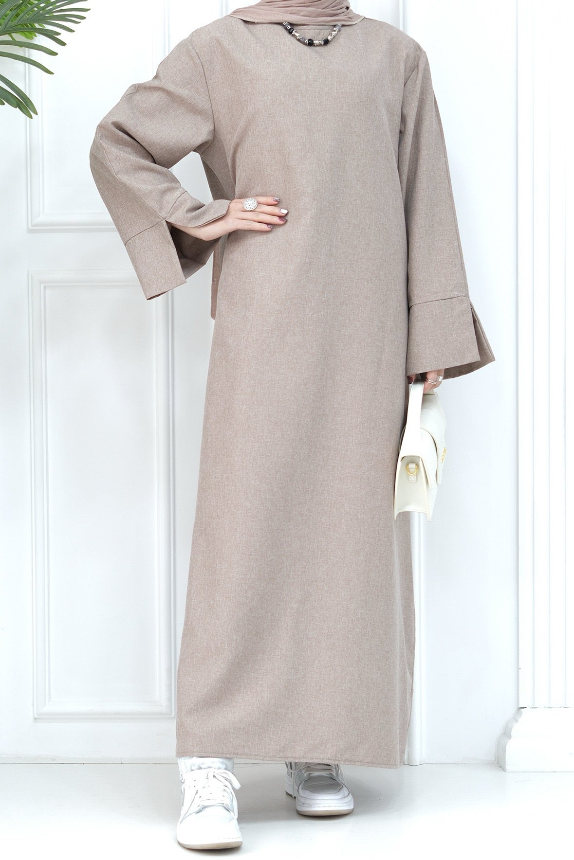 Hasan Polyester Oversize Casual Abaya 715 - Khaki - Meliza