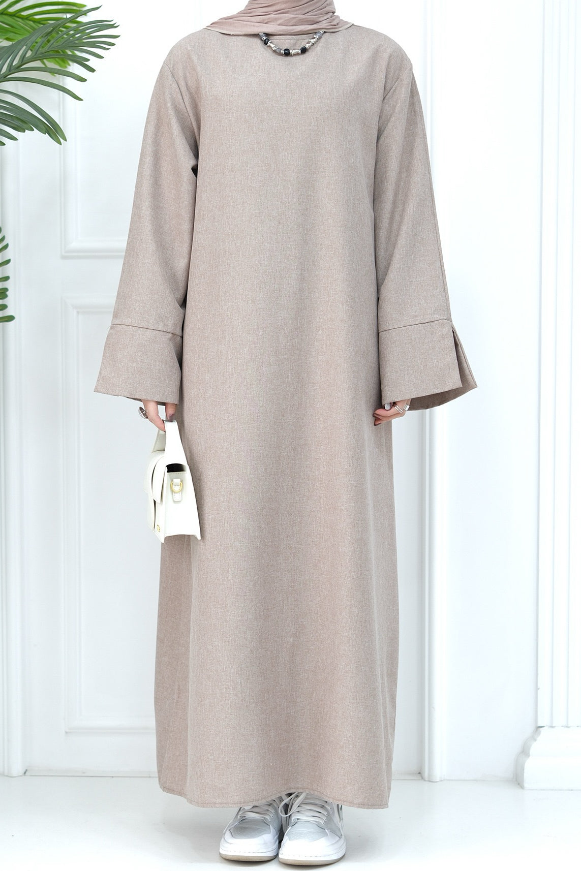 Hasan Polyester Oversize Casual Abaya 715 - Khaki - Meliza