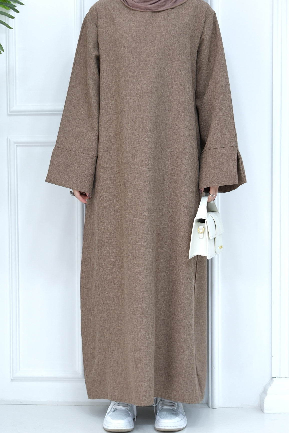 Hasan Polyester Oversize Casual Abaya 715 - Coffee - Meliza