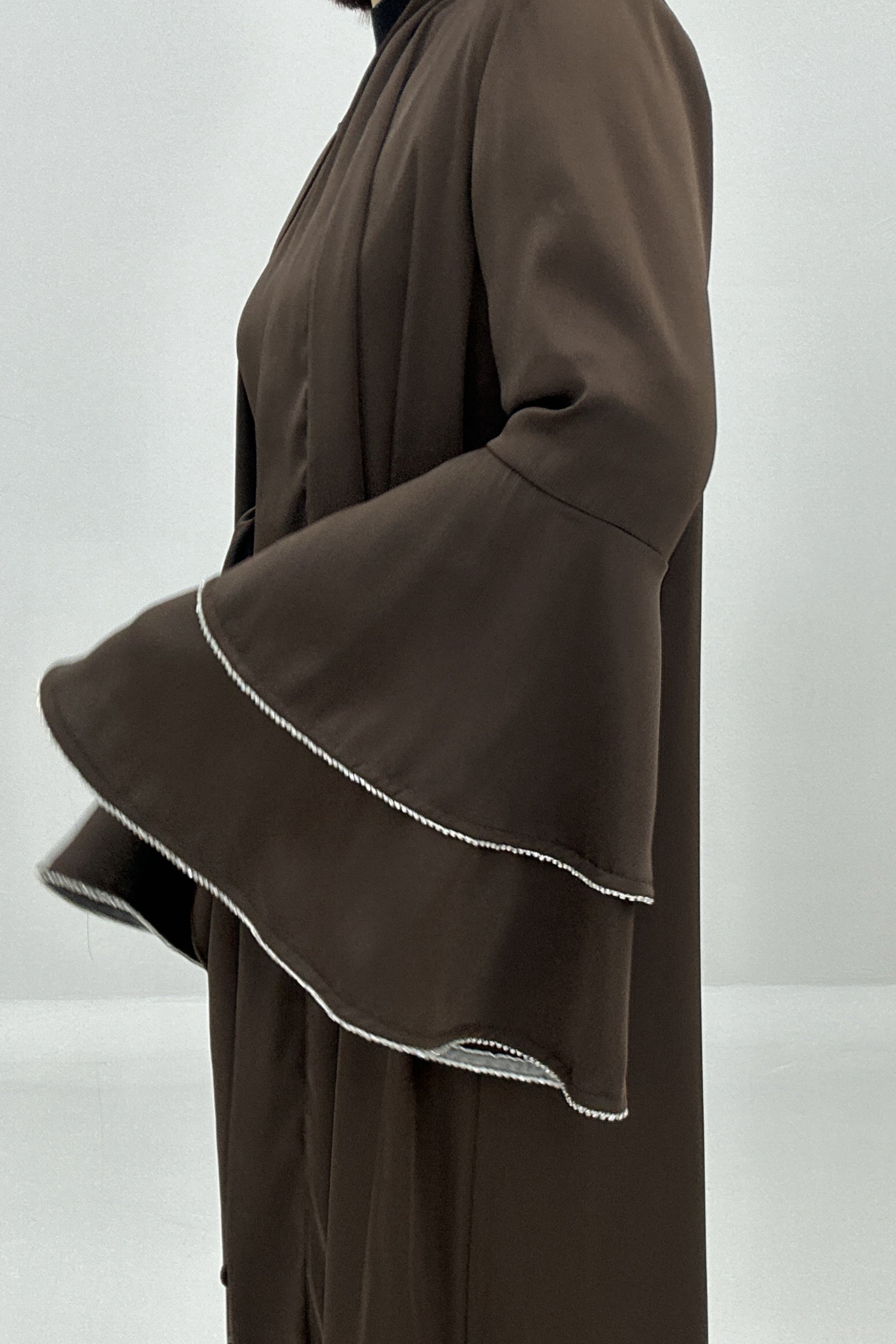 Rama Polyester Flare Sleeve Abaya Set 760 - Coffee - Meliza