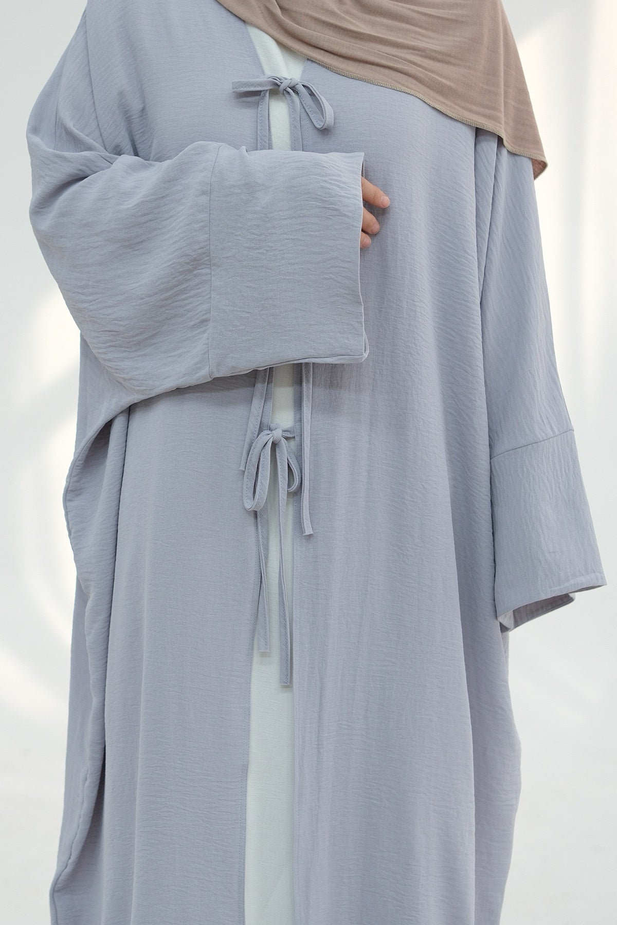 Mila Tie Open Abaya 883 - Grey