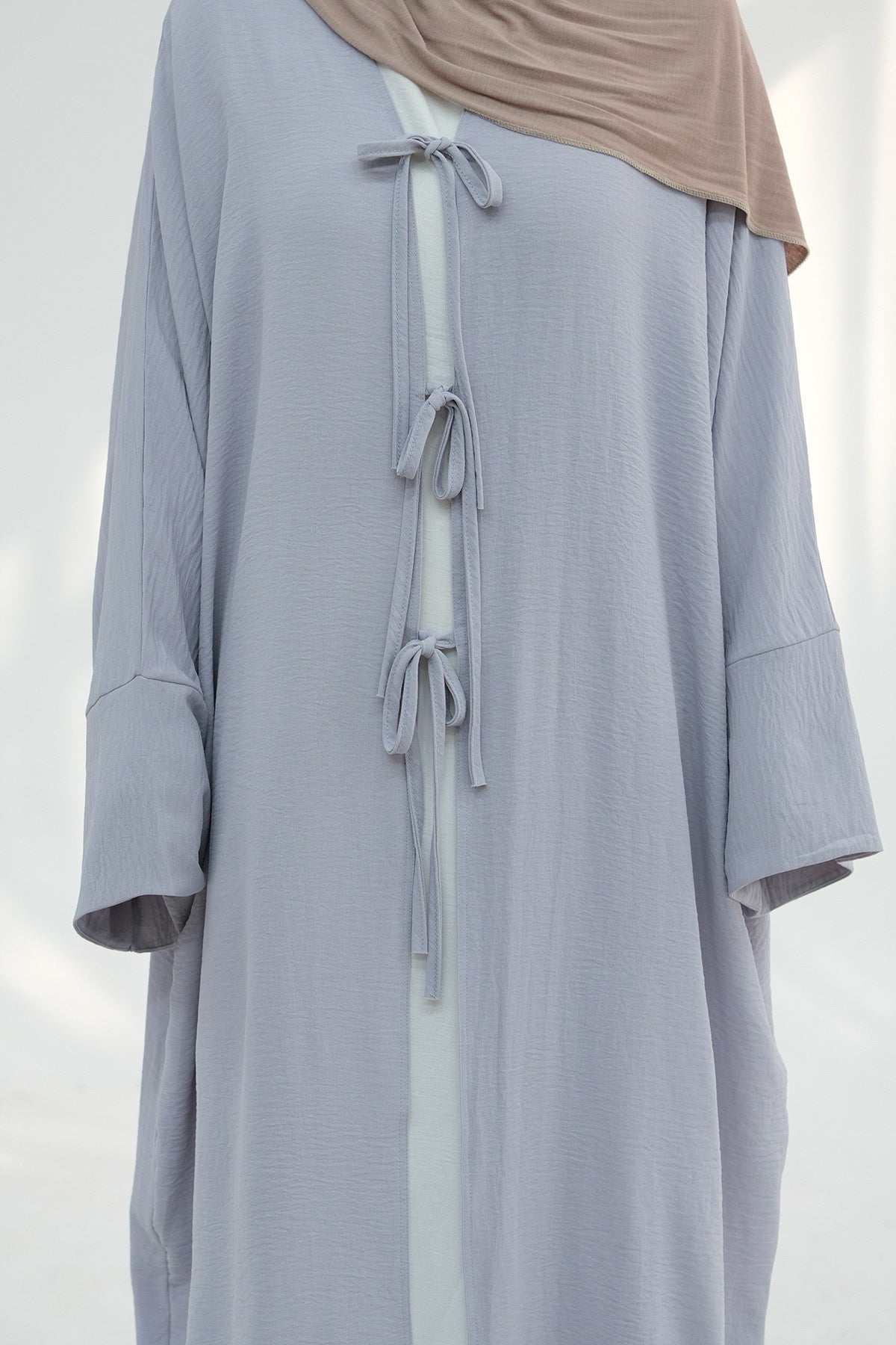 Mila Tie Open Abaya 883 - Grey