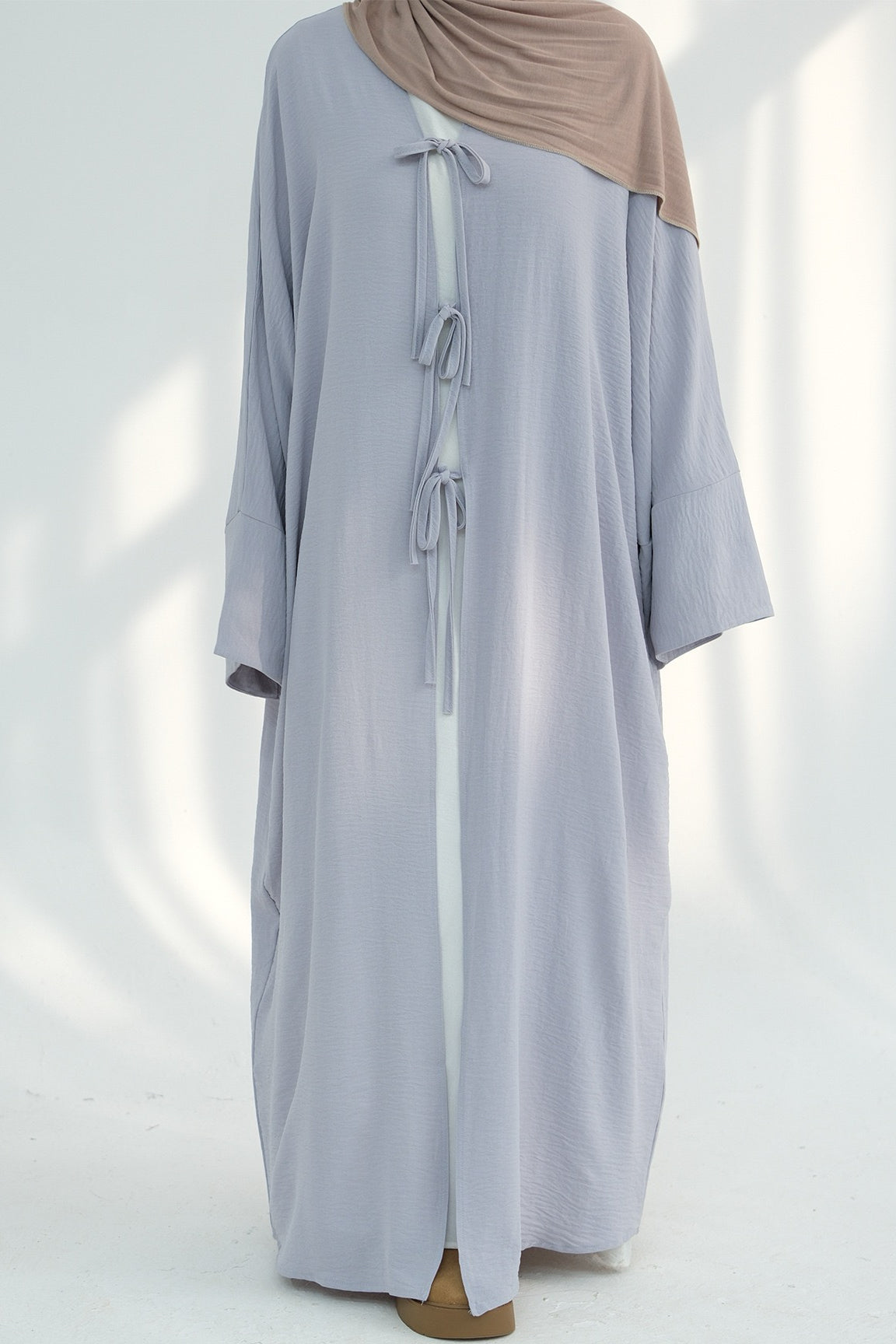 Mila Tie Open Abaya 883 - Grey