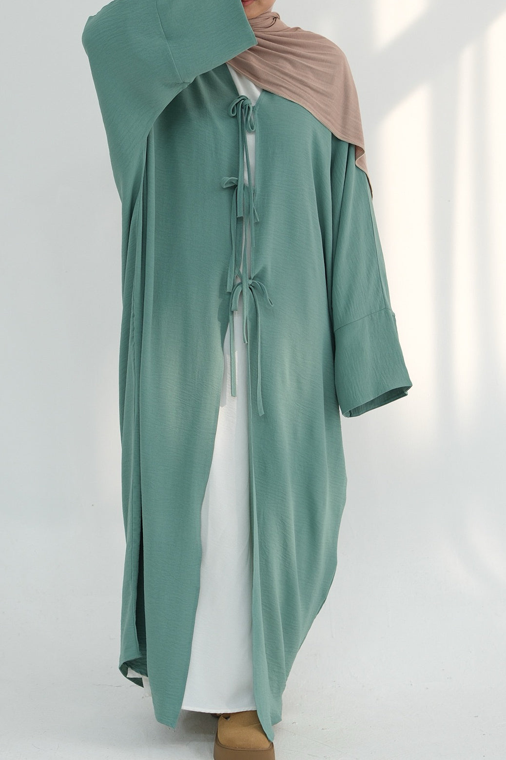 Mila Tie Open Abaya 883 - Green