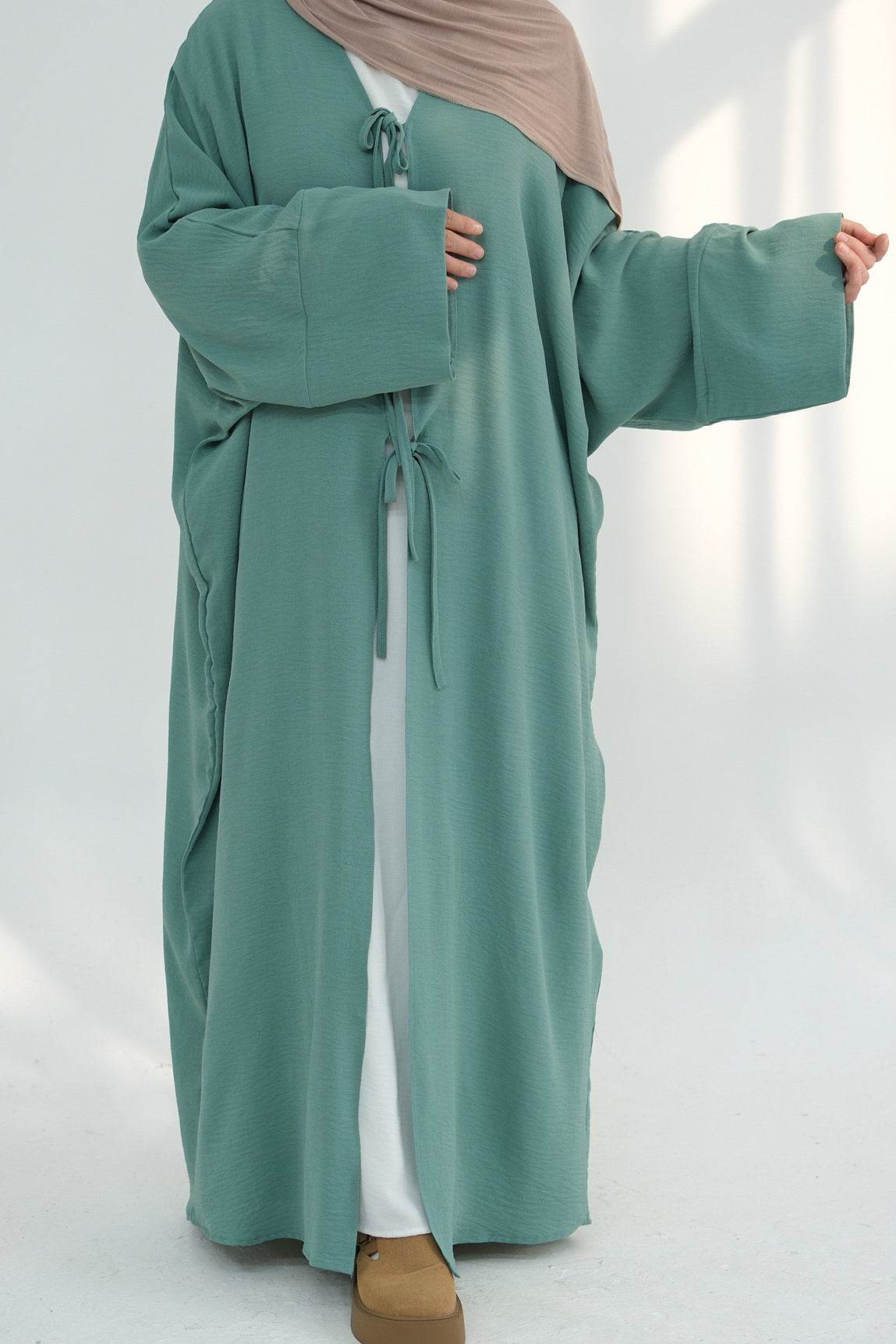 Mila Tie Open Abaya 883 - Green