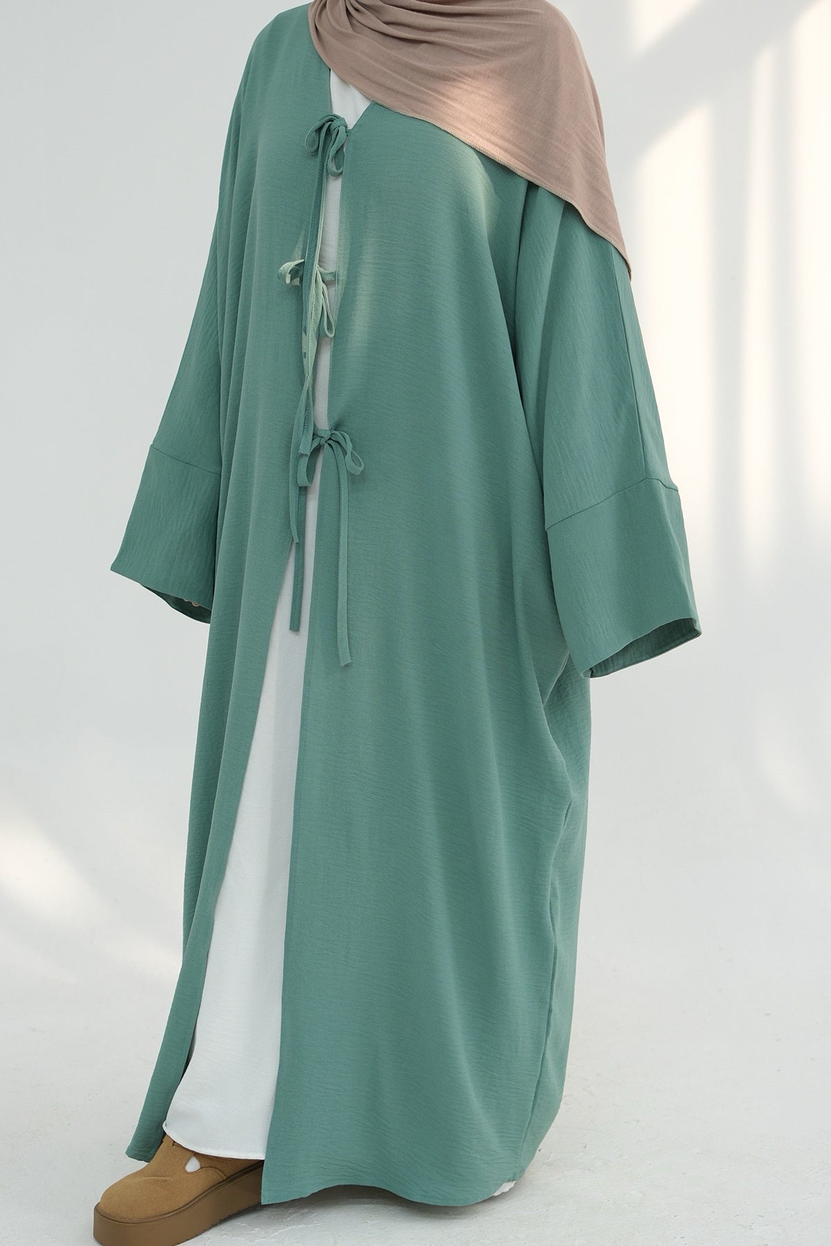 Mila Tie Open Abaya 883 - Green