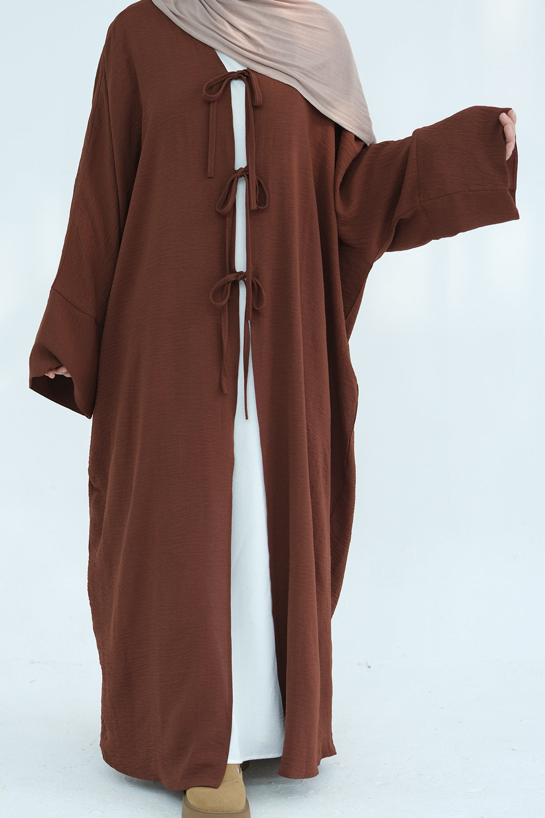 Mila Tie Open Abaya 883 - Coffee