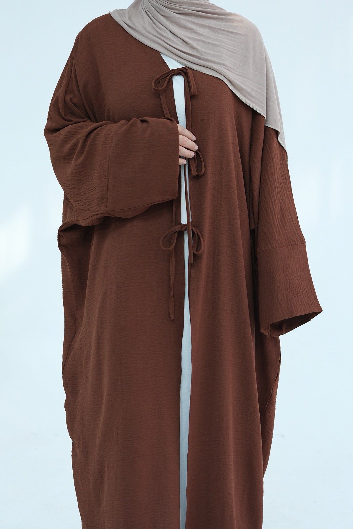 Mila Tie Open Abaya 883 - Coffee