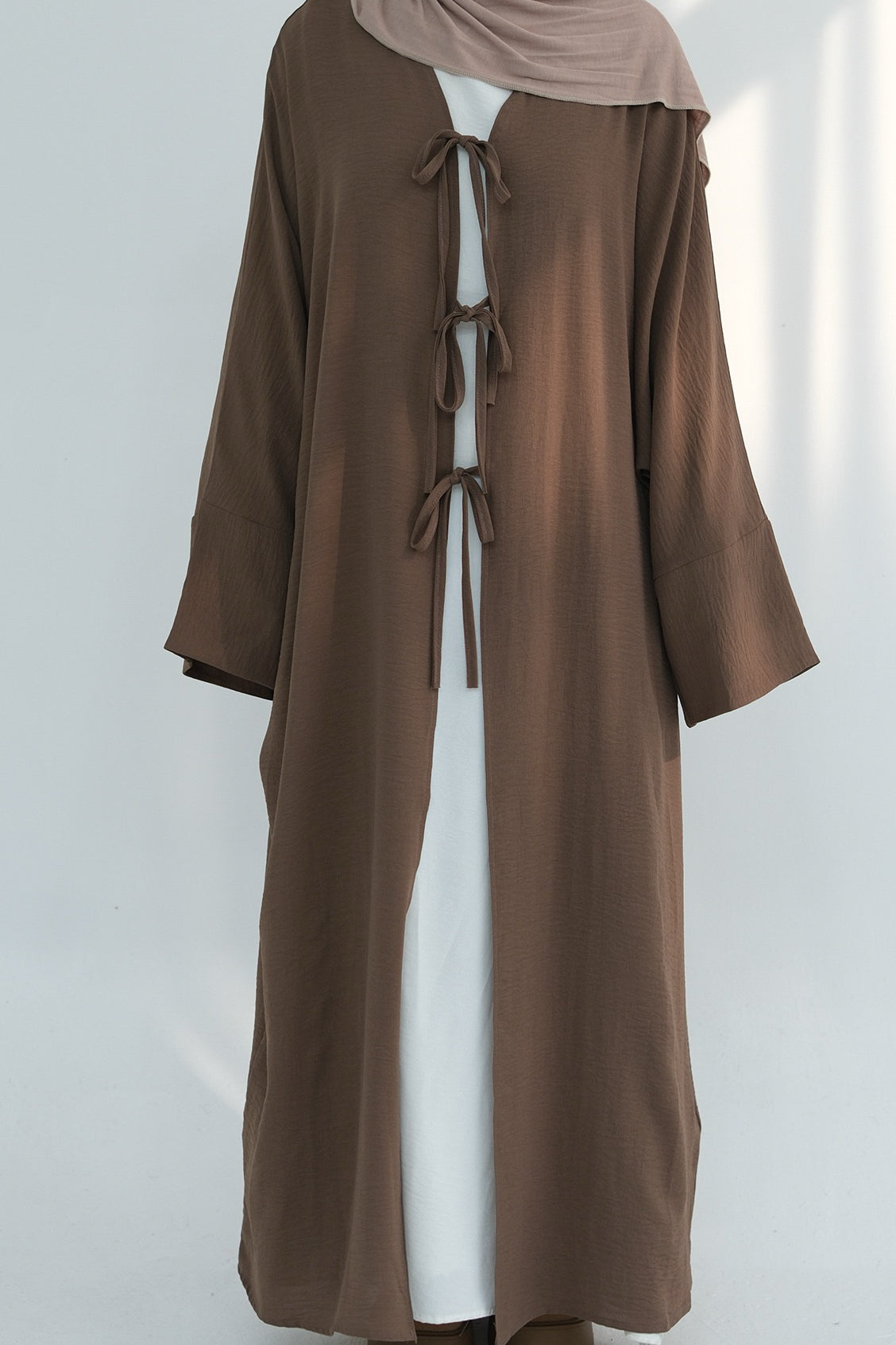 Mila Tie Open Abaya 883 - Khaki