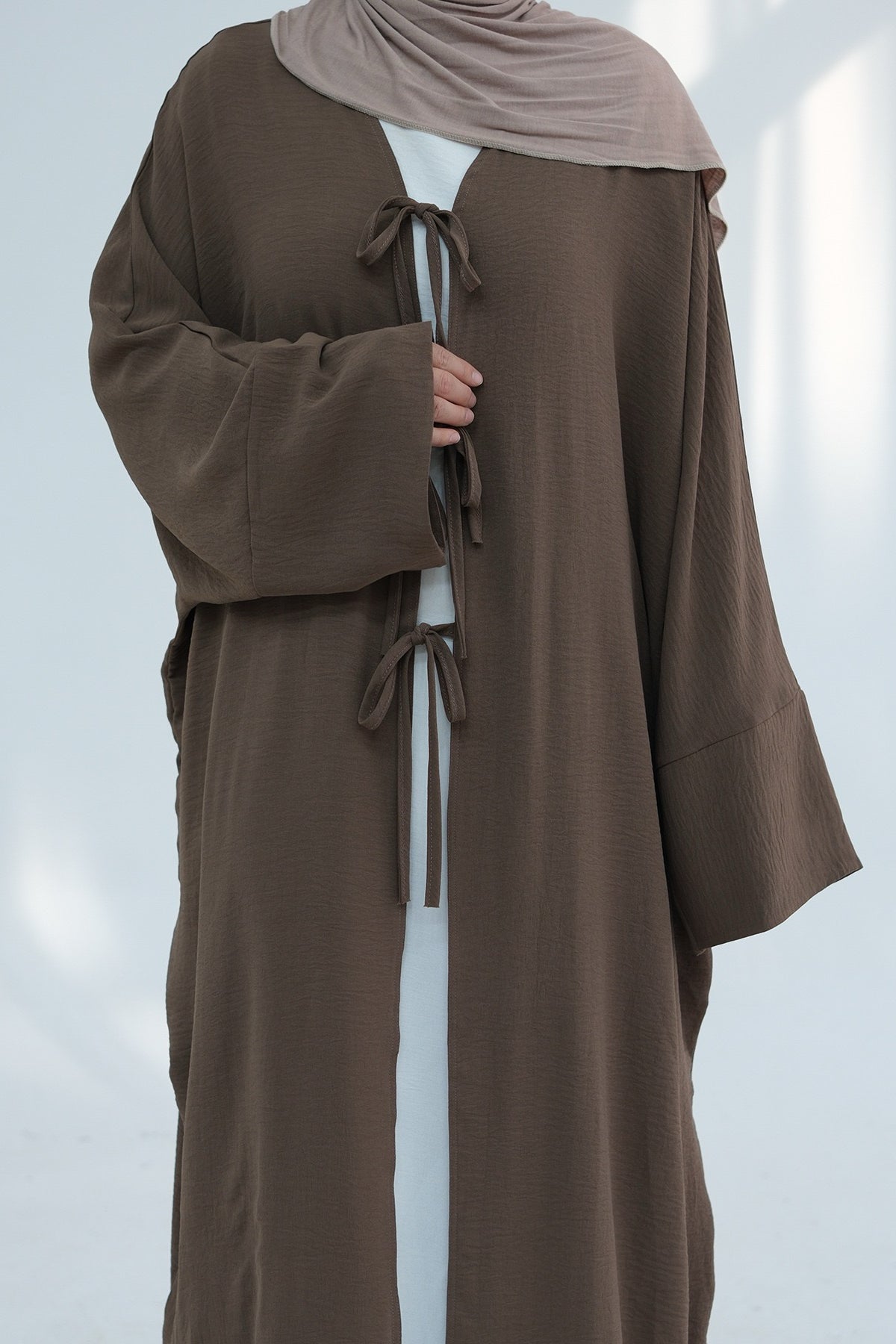 Mila Tie Open Abaya 883 - Khaki