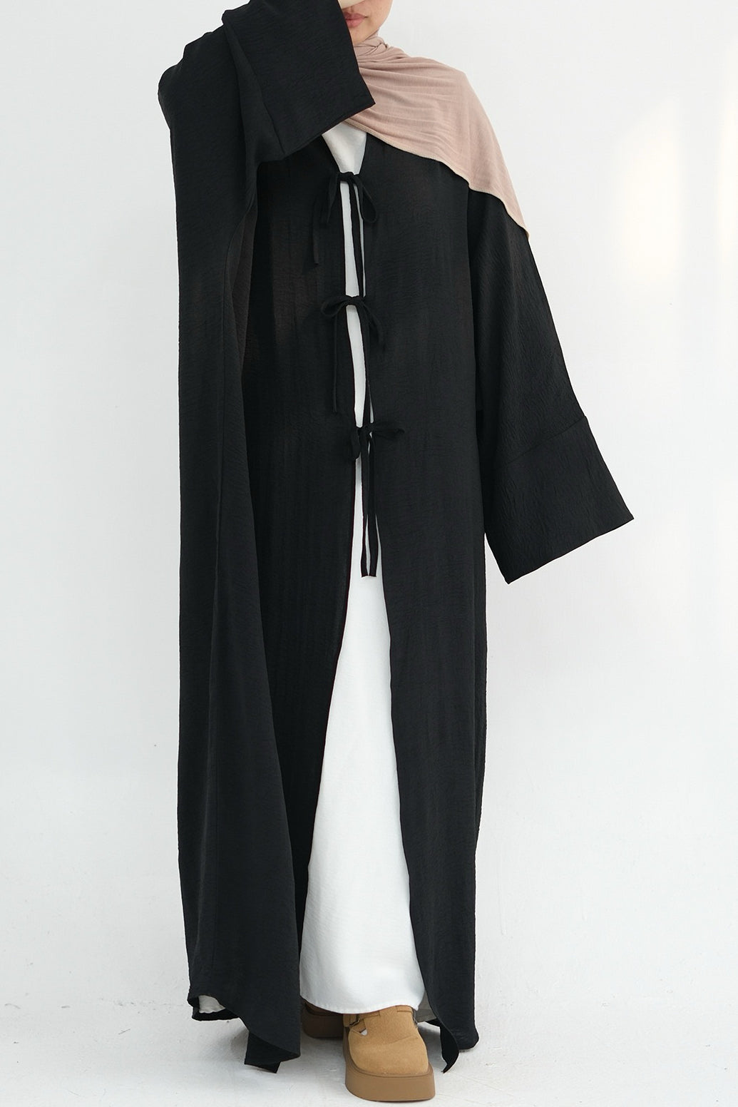 Mila Tie Open Abaya 883 - Black