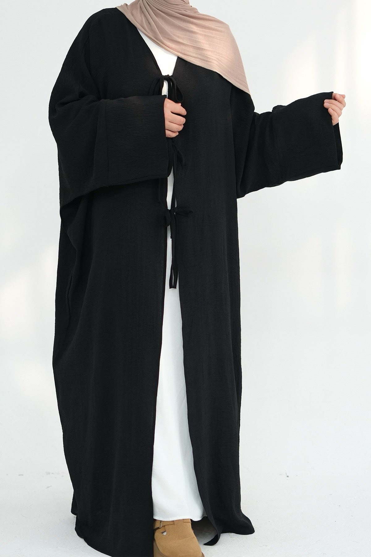 Mila Tie Open Abaya 883 - Black