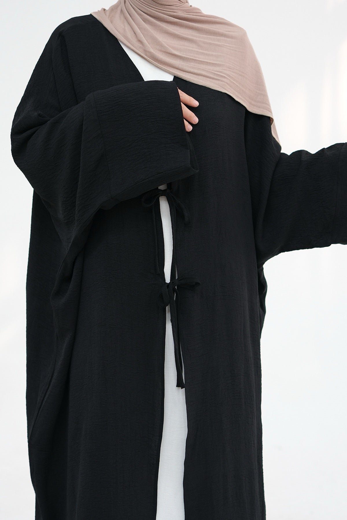 Mila Tie Open Abaya 883 - Black