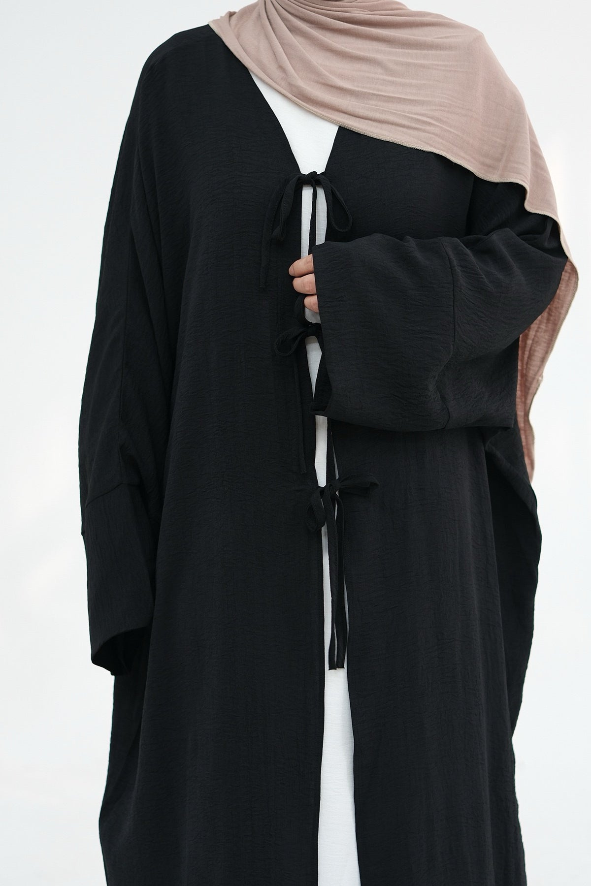 Mila Tie Open Abaya 883 - Black