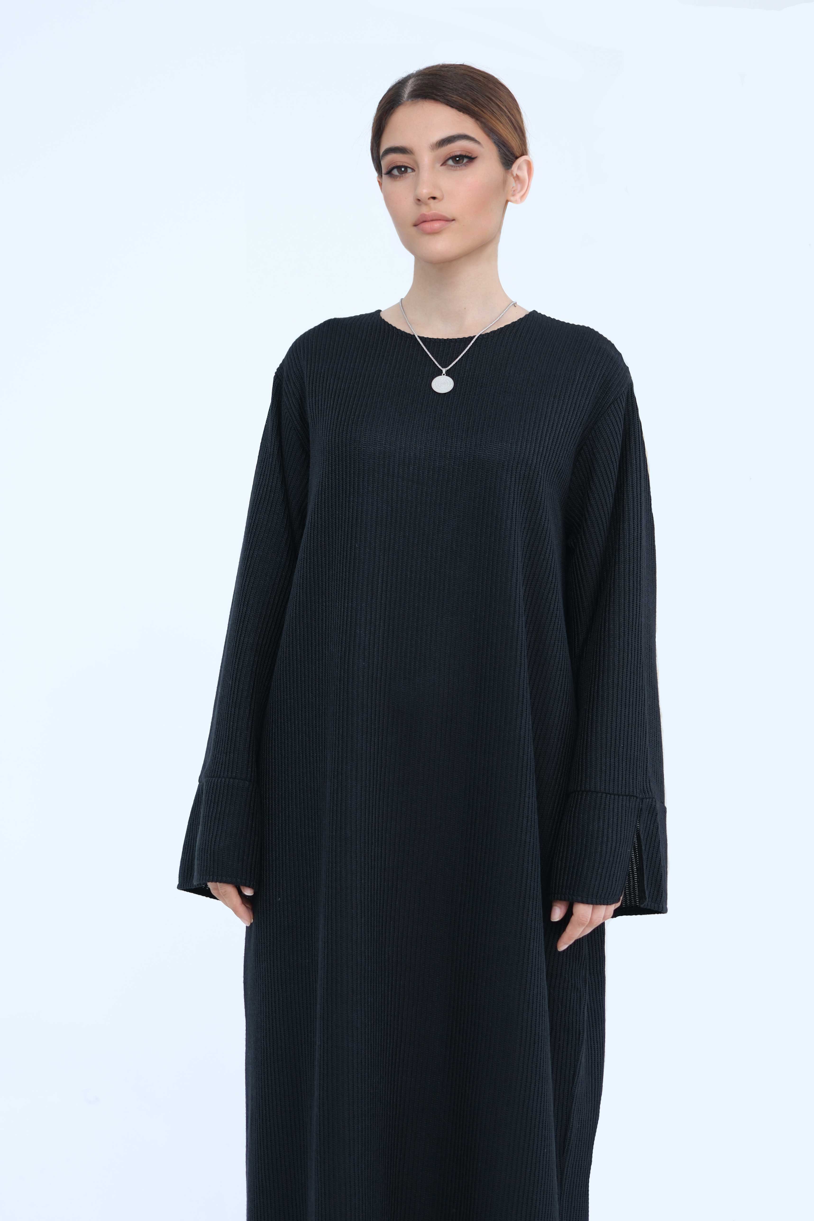 NOOR Knit Maxi Dress Abaya 912 - Black