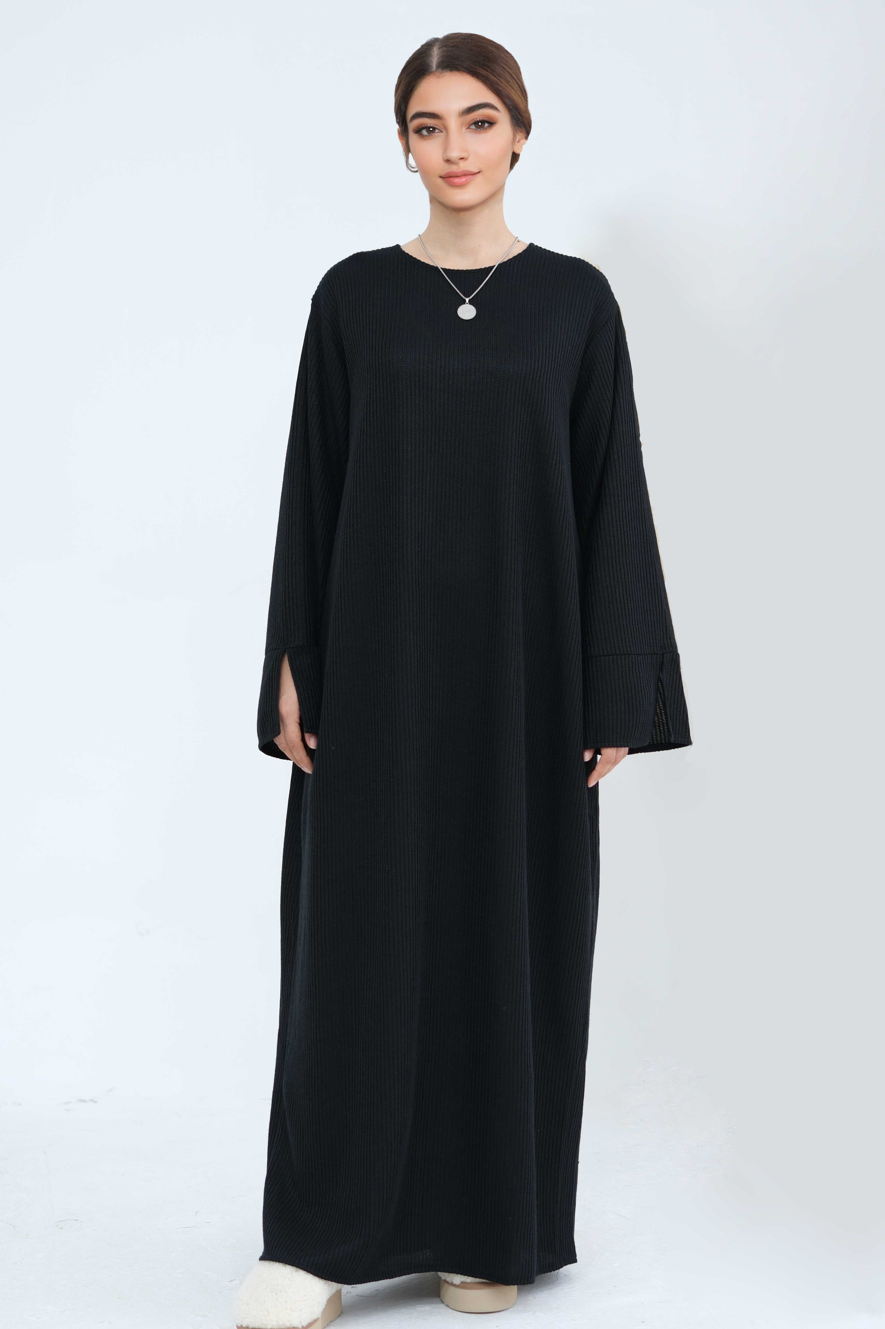 NOOR Knit Maxi Dress Abaya 912 - Black