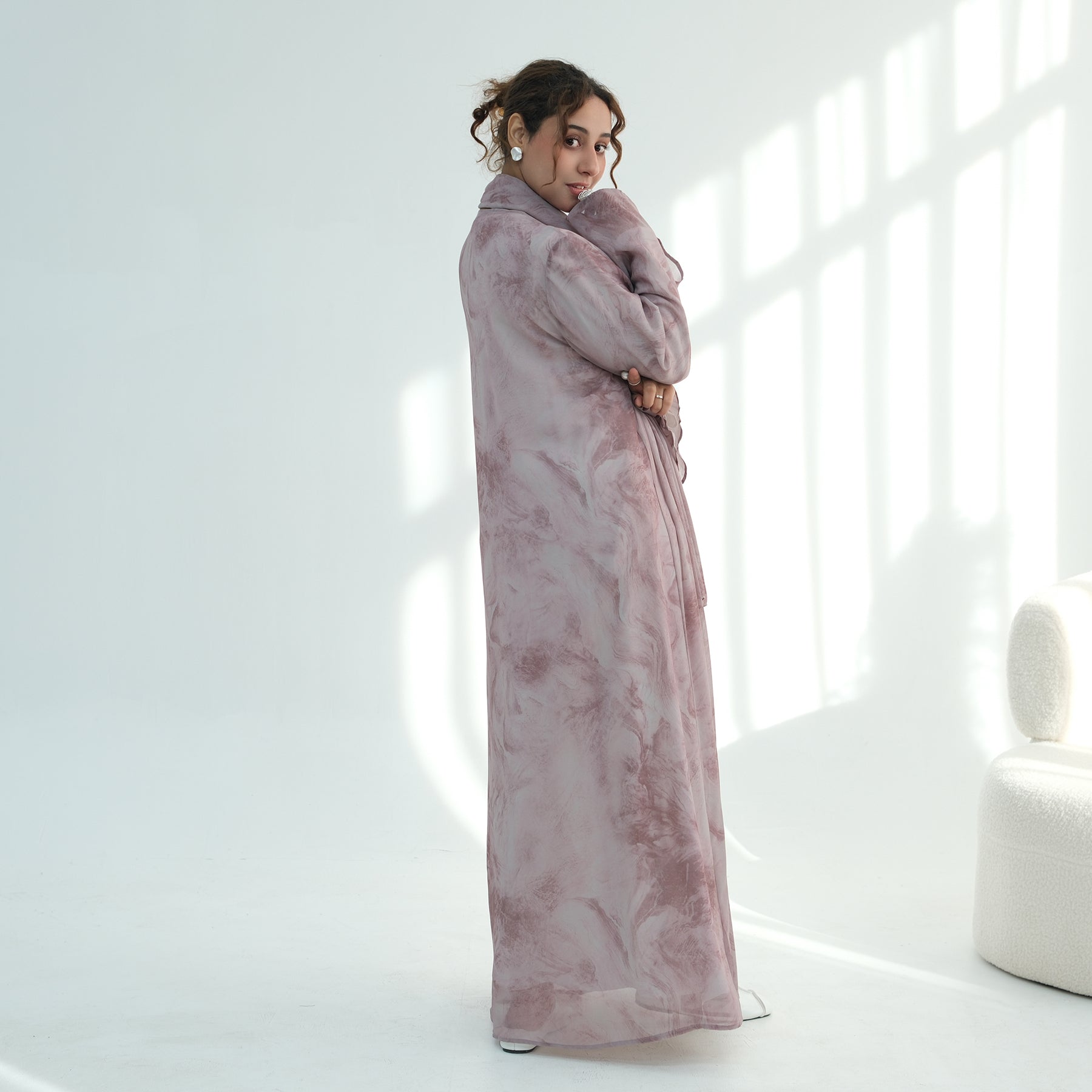 Loriya floral print cardigan + scarf, two pieces, LR1030