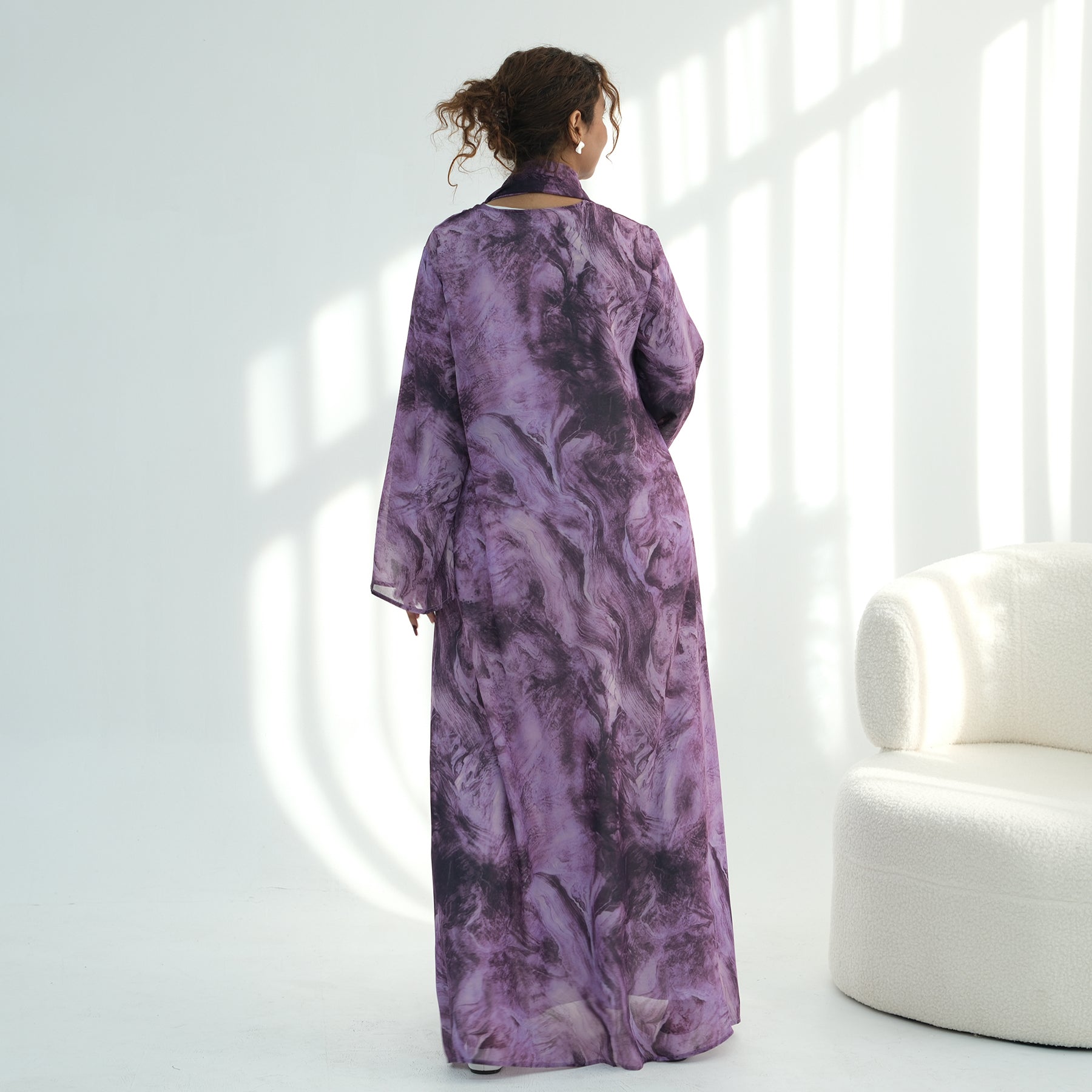 Loriya floral print cardigan + scarf, two pieces, LR1030