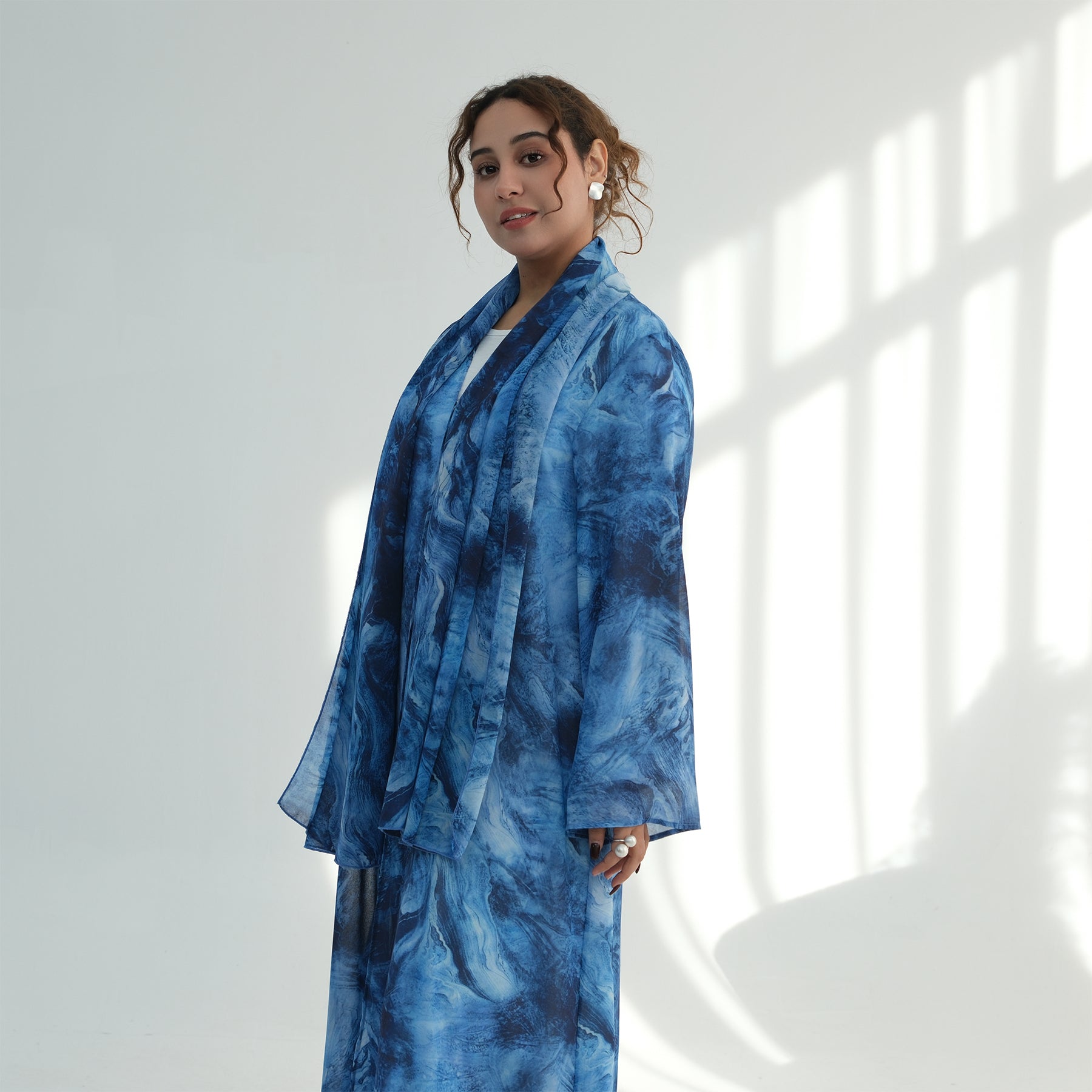 Loriya floral print cardigan + scarf, two pieces, LR1030