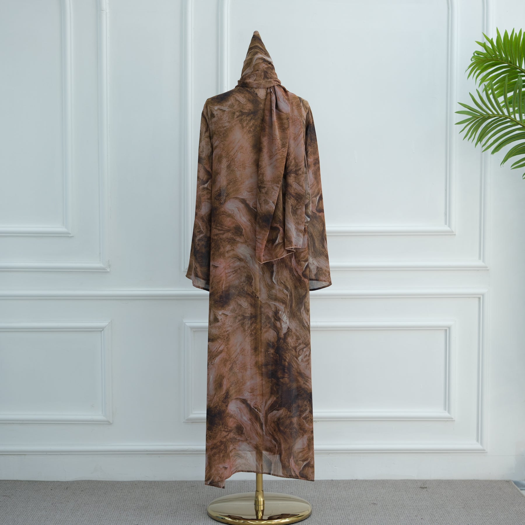 Loriya floral print cardigan + scarf, two pieces, LR1030