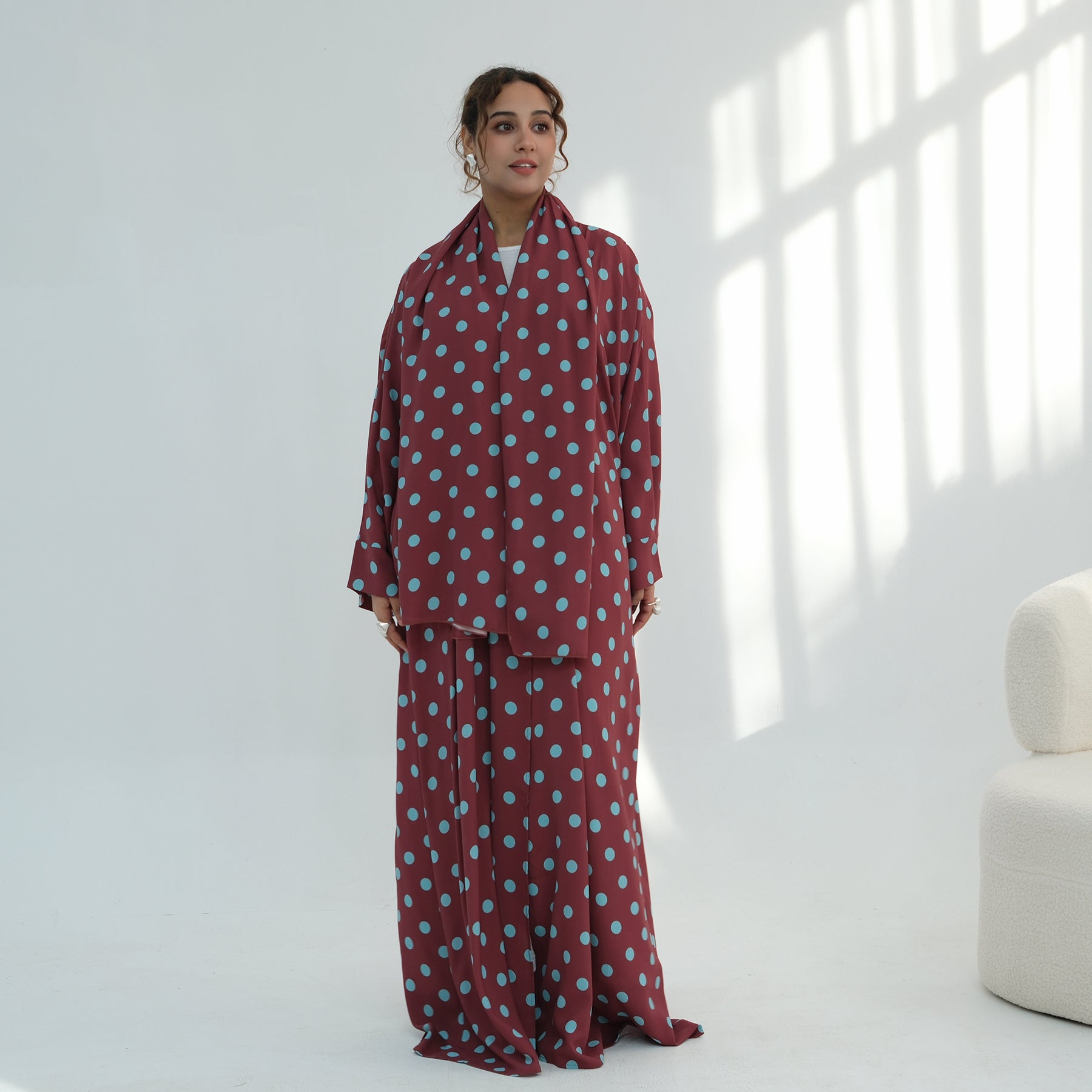 Loriya gorgeous wave cardigan + scarf two-piece set LR1119