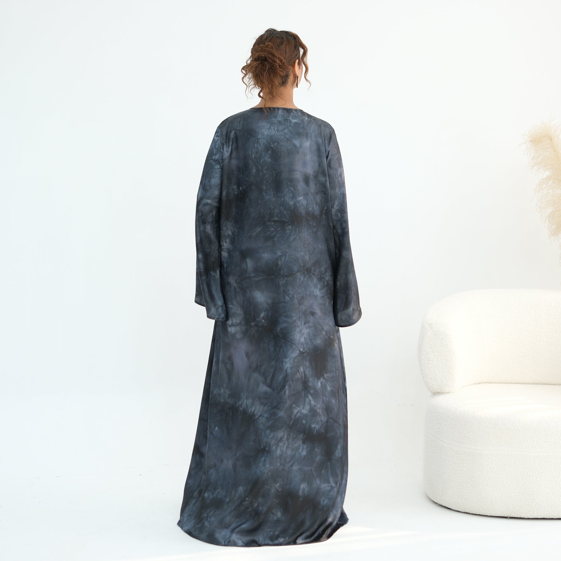 Tie-dye pleated floral lace-up cardigan LR1121