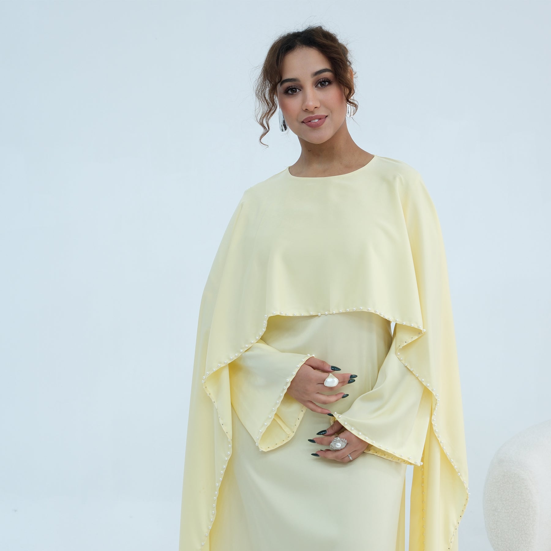 Loriya Pearl Beaded Luxury Shawl Dress LR1134