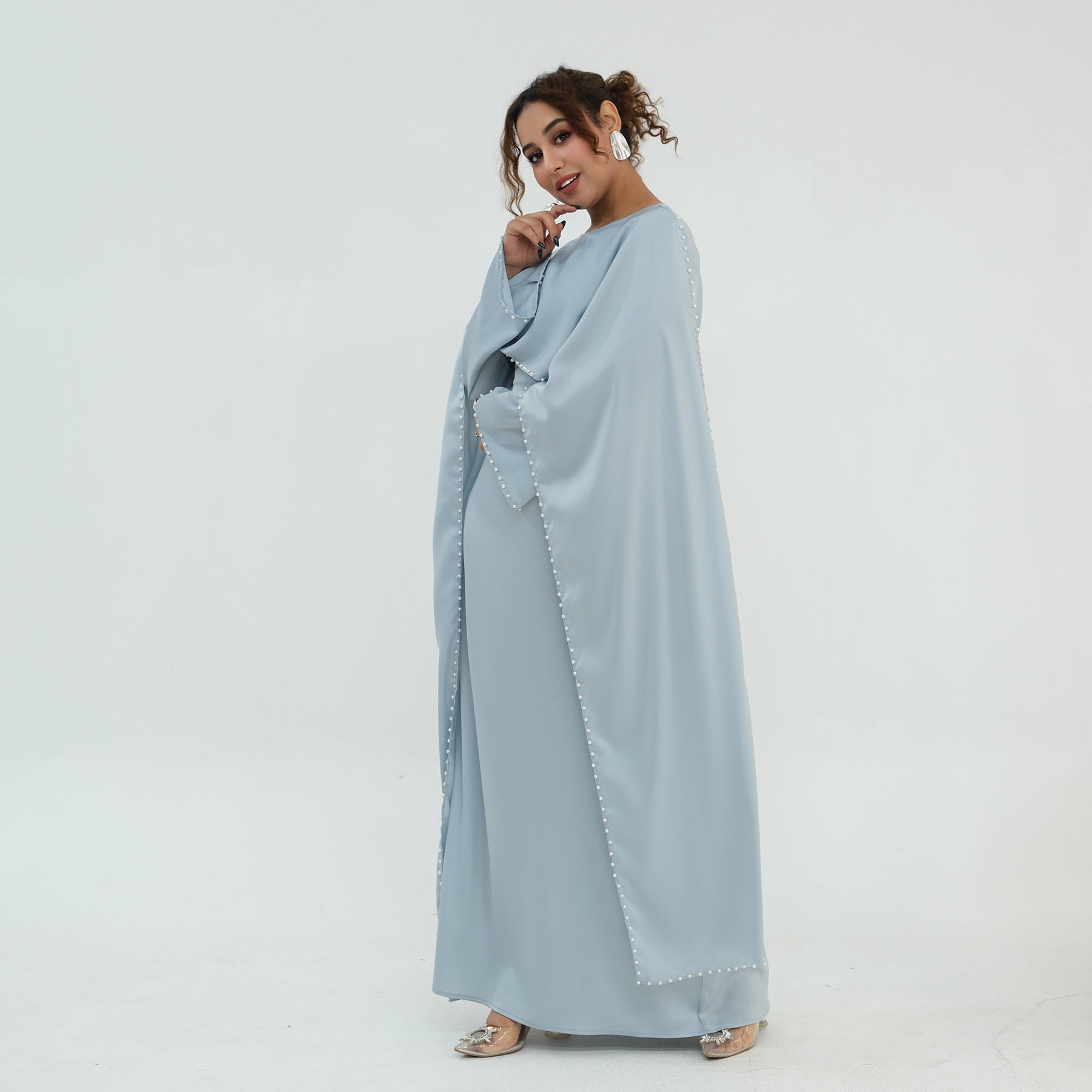 Loriya Pearl Beaded Luxury Shawl Dress LR1134
