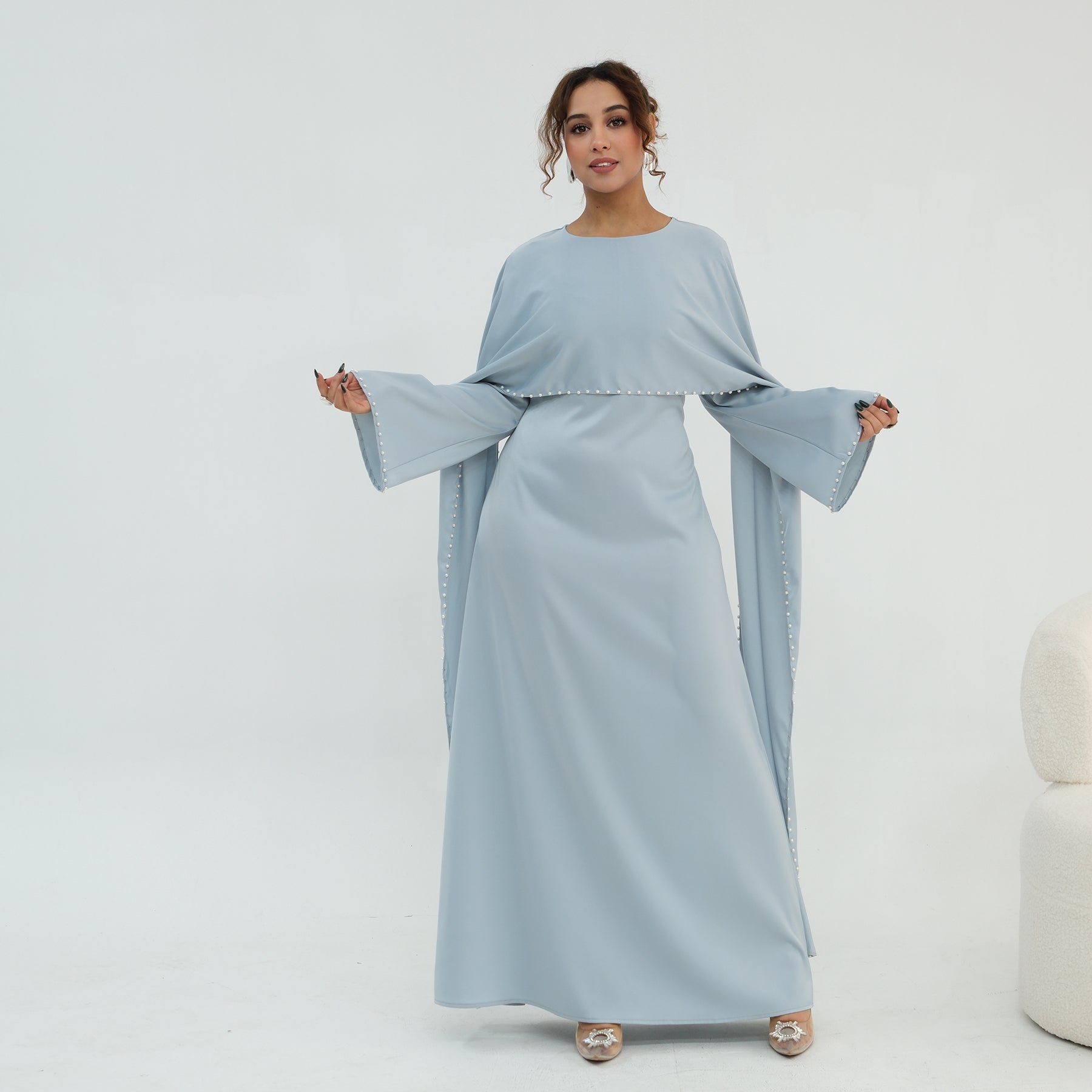 Loriya Pearl Beaded Luxury Shawl Dress LR1134