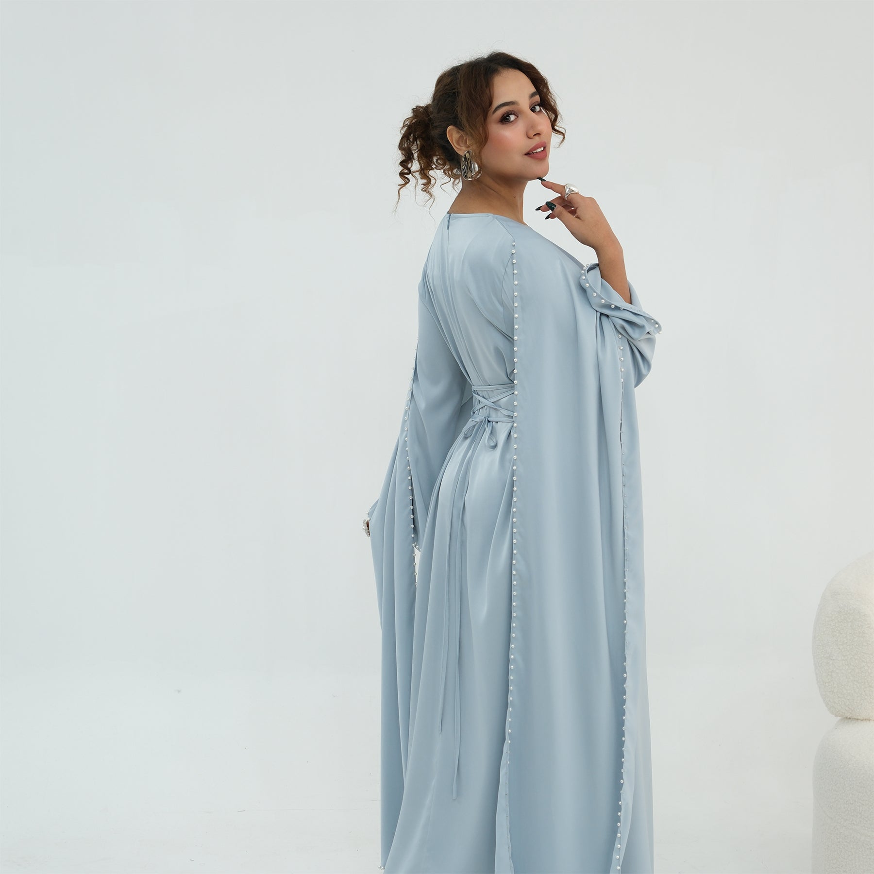 Loriya Pearl Beaded Luxury Shawl Dress LR1134