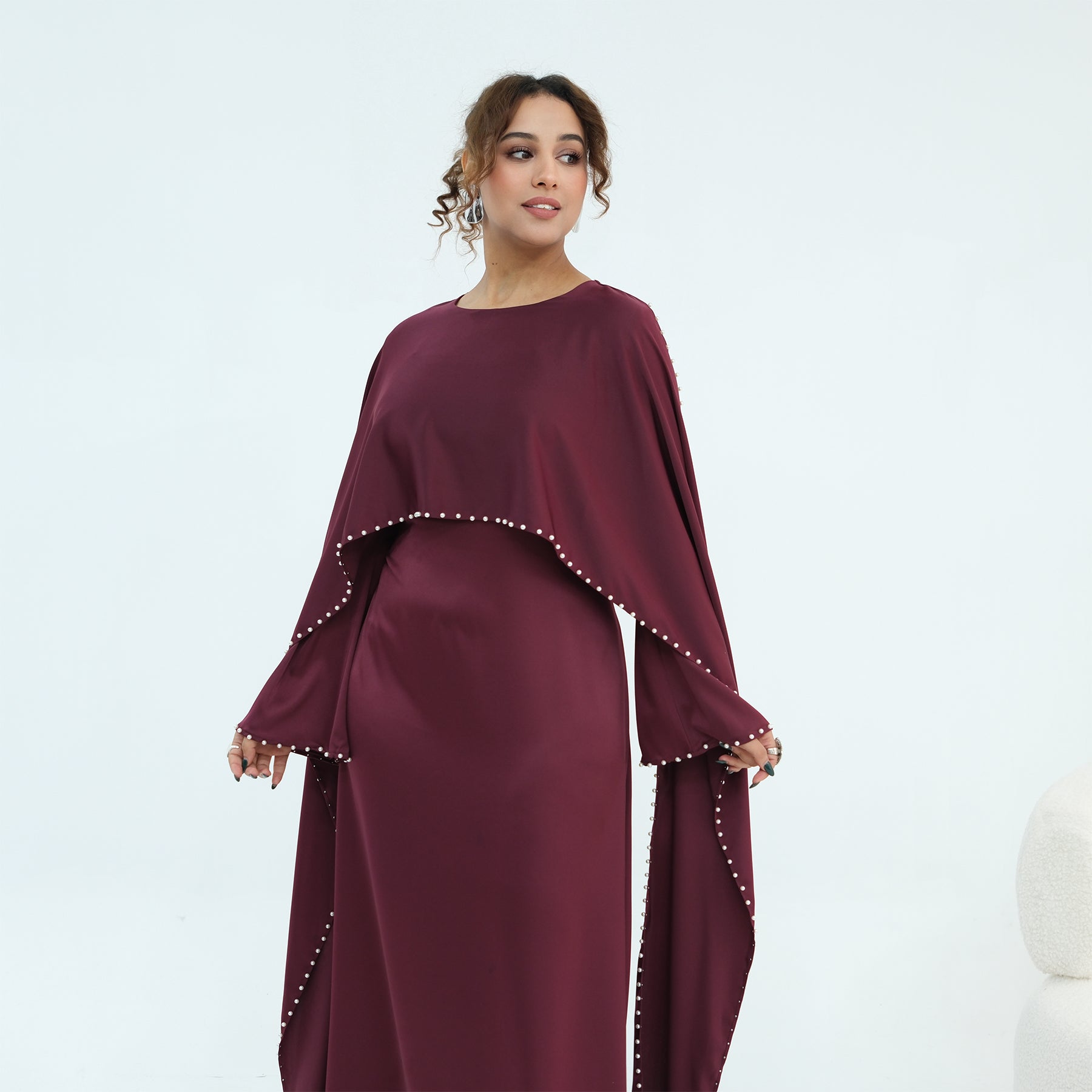 Loriya Pearl Beaded Luxury Shawl Dress LR1134