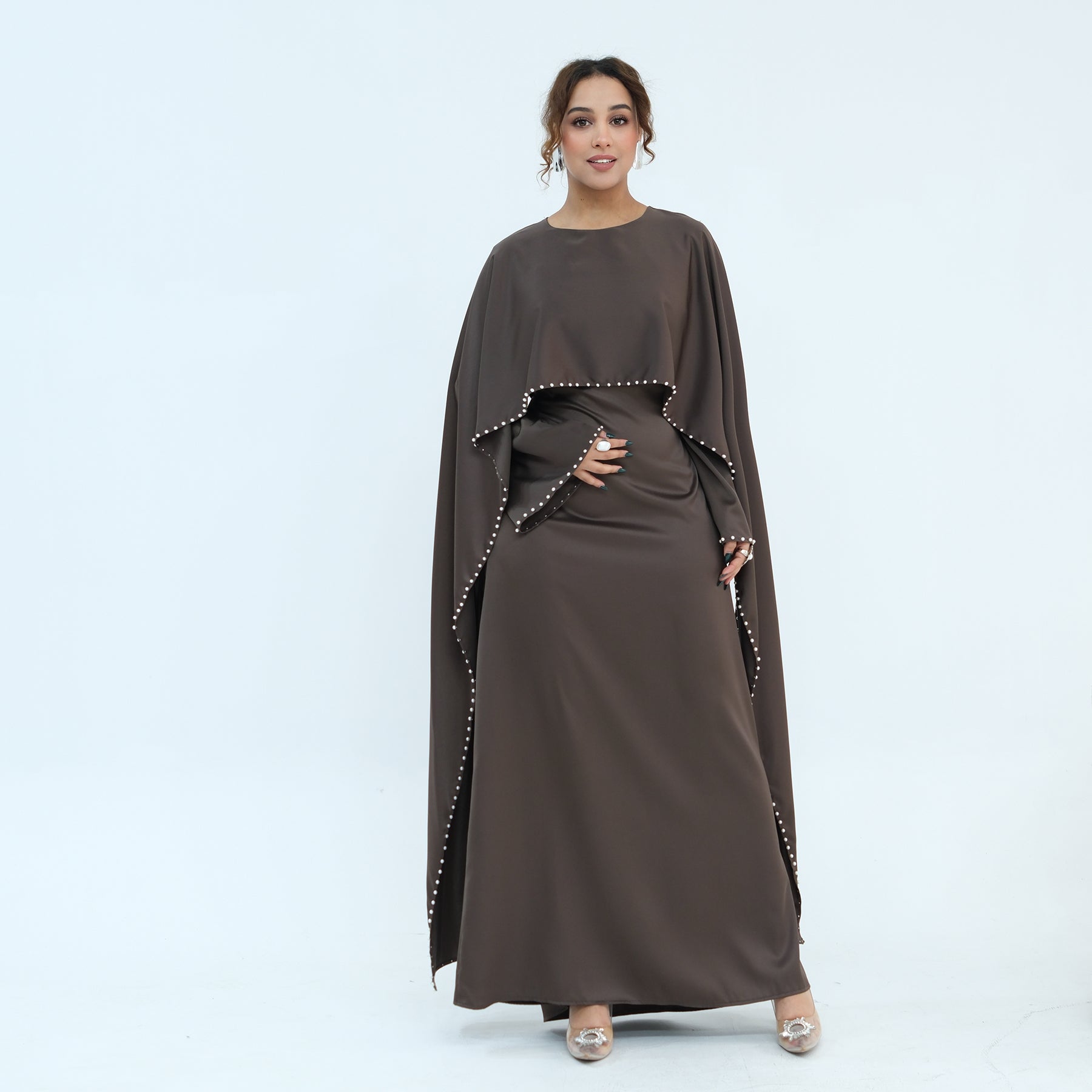 Loriya Pearl Beaded Luxury Shawl Dress LR1134