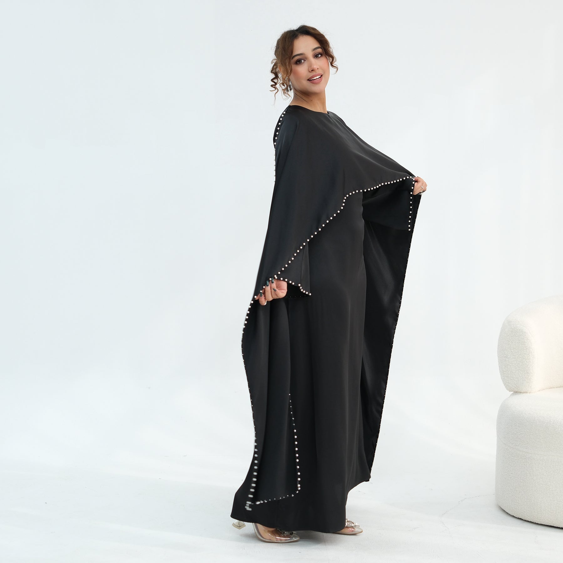 Loriya Pearl Beaded Luxury Shawl Dress LR1134