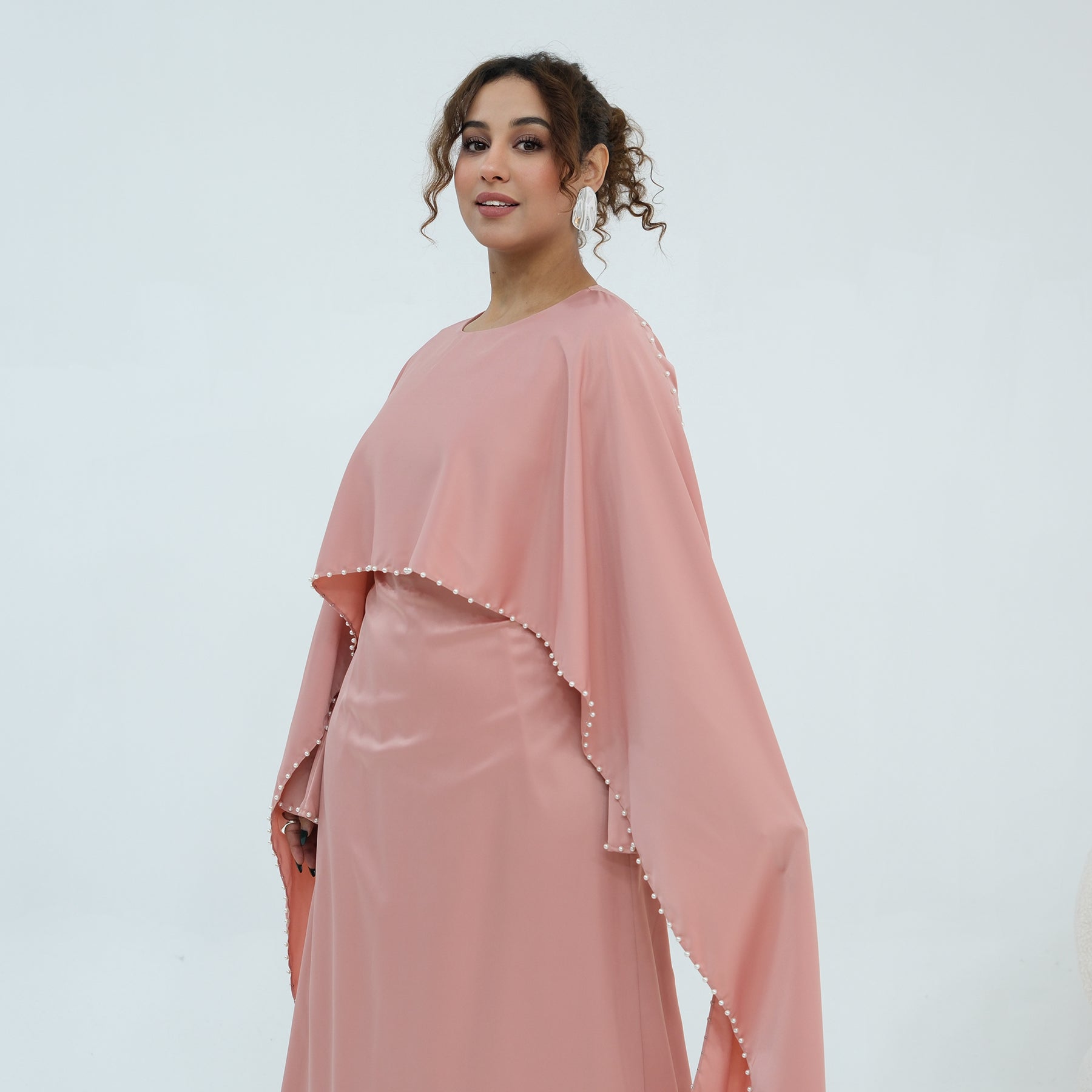 Loriya Pearl Beaded Luxury Shawl Dress LR1134
