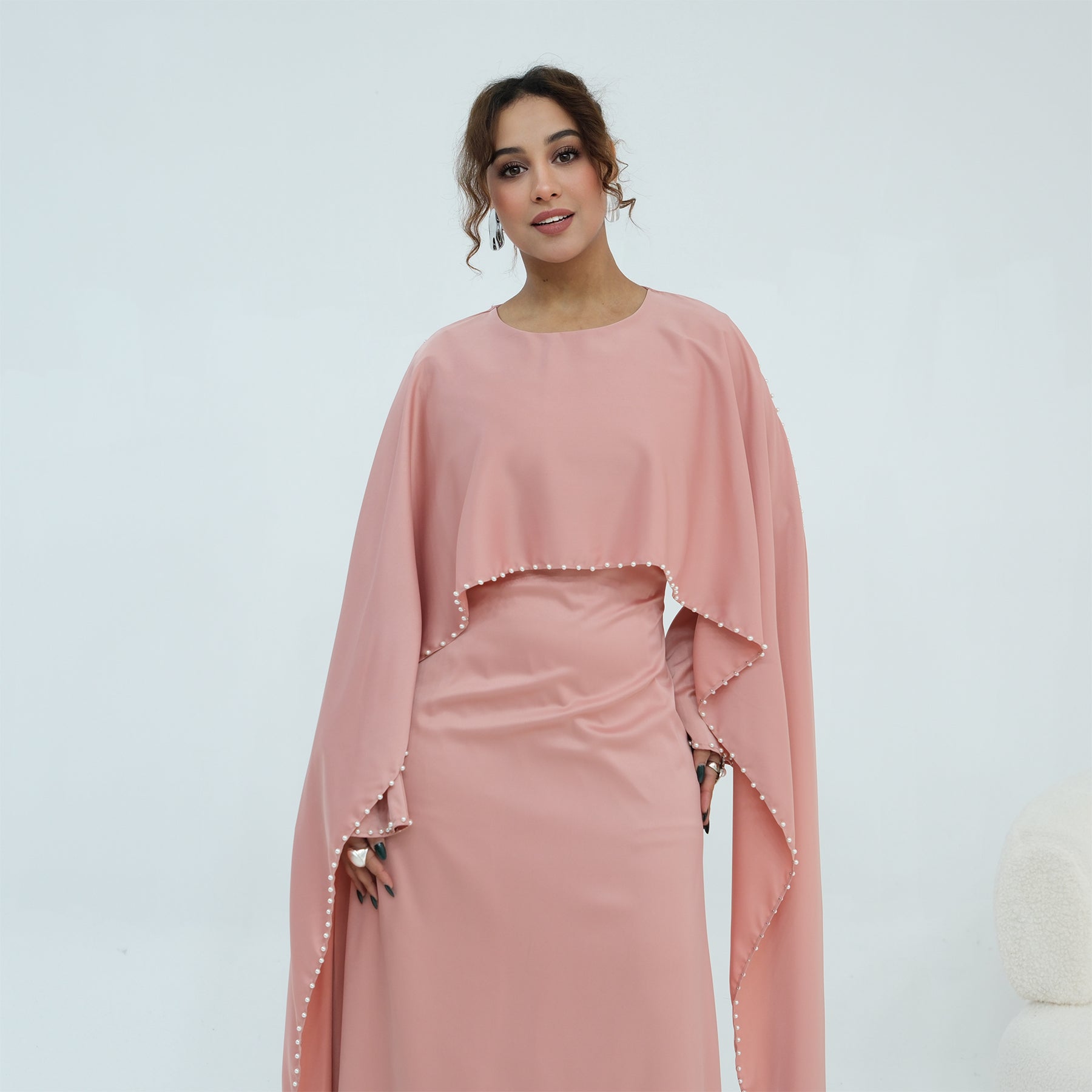 Loriya Pearl Beaded Luxury Shawl Dress LR1134