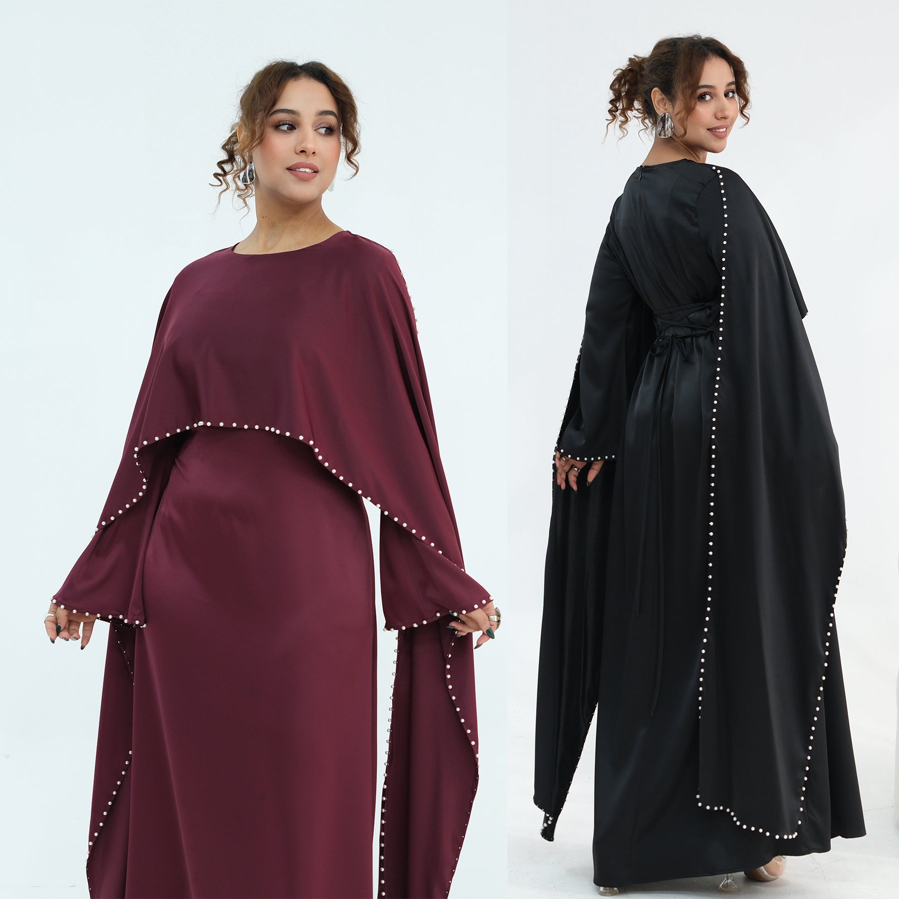 Loriya Pearl Beaded Luxury Shawl Dress LR1134