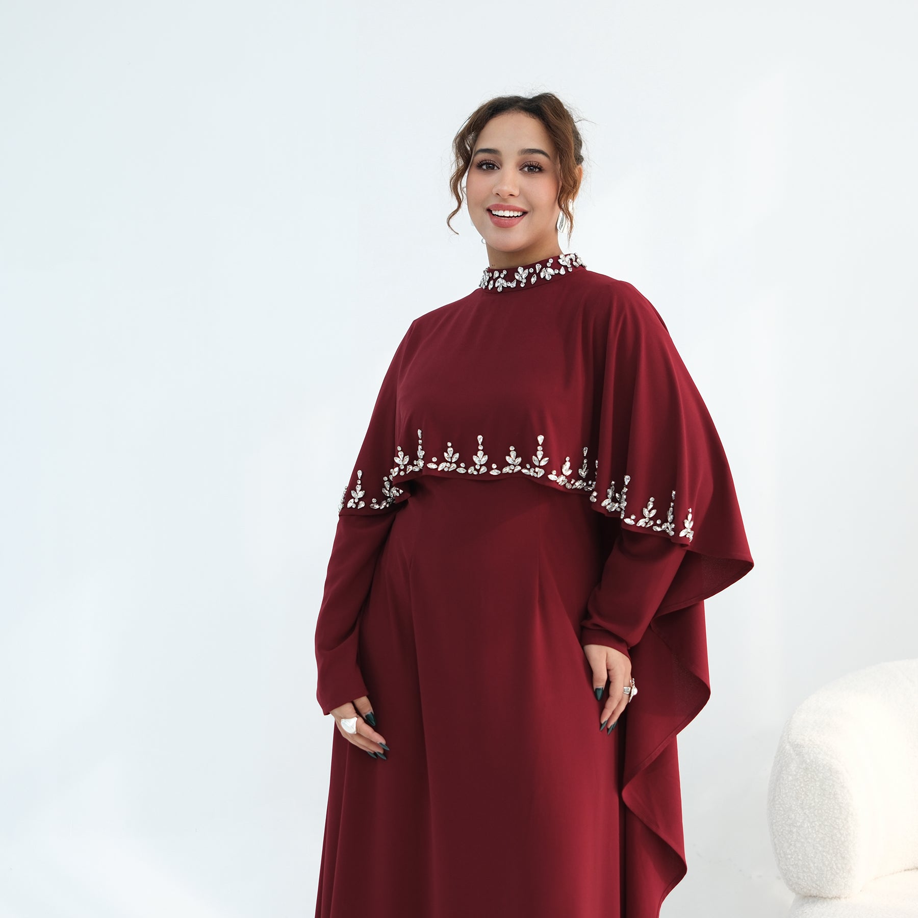 Real shot straight out, large-cutting large-size diamond-studded dress two-piece set 1138