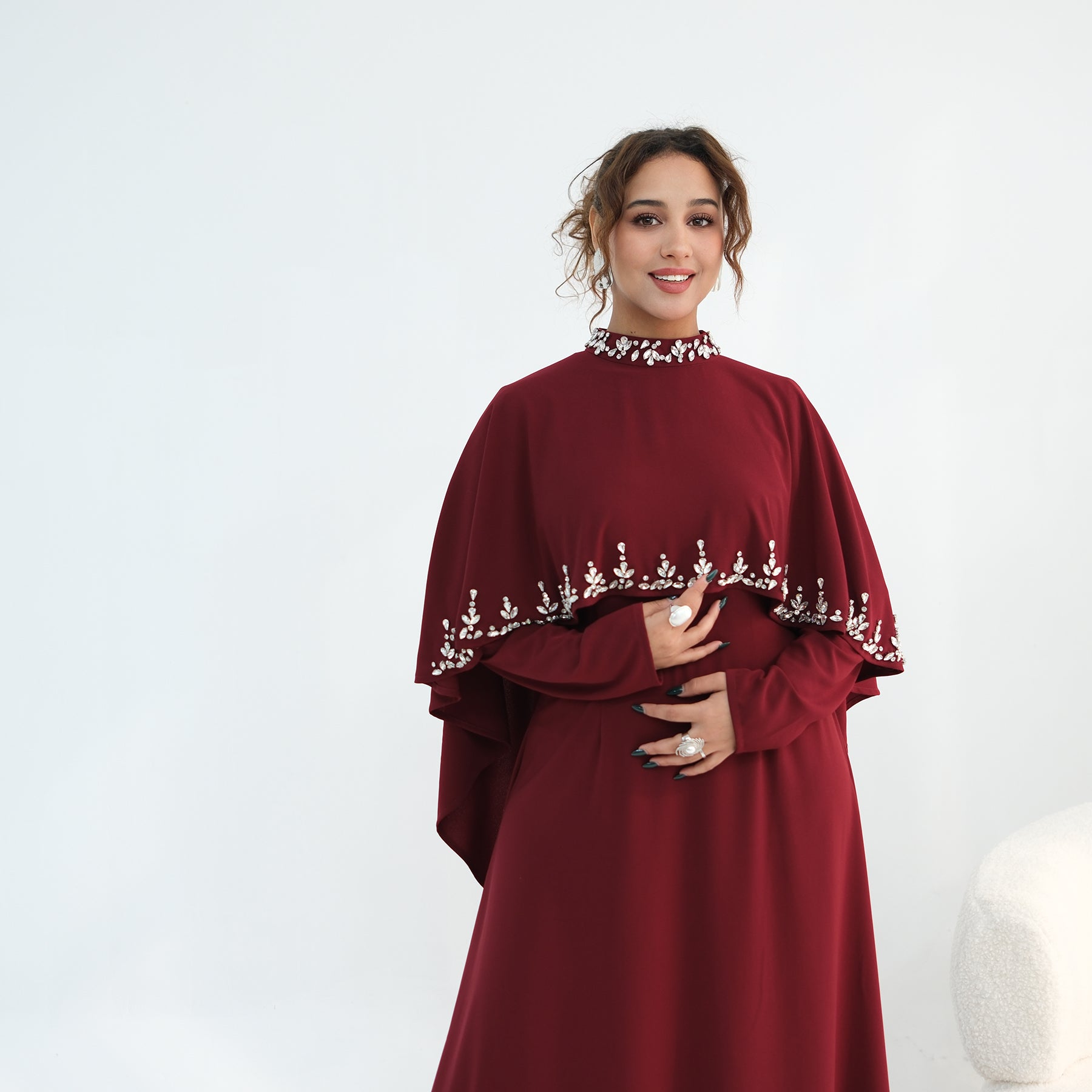 Real shot straight out, large-cutting large-size diamond-studded dress two-piece set 1138