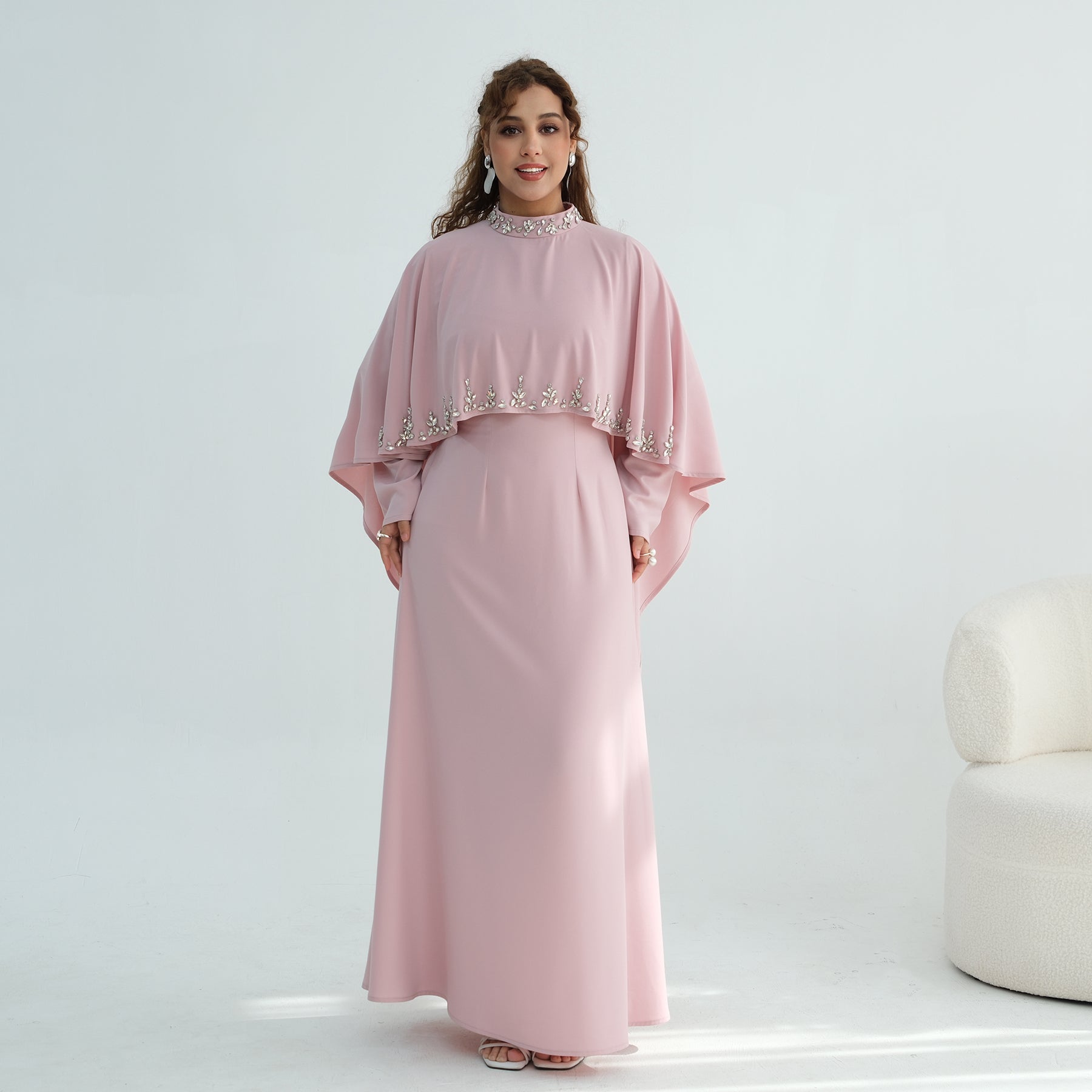 Real shot straight out, large-cutting large-size diamond-studded dress two-piece set 1138