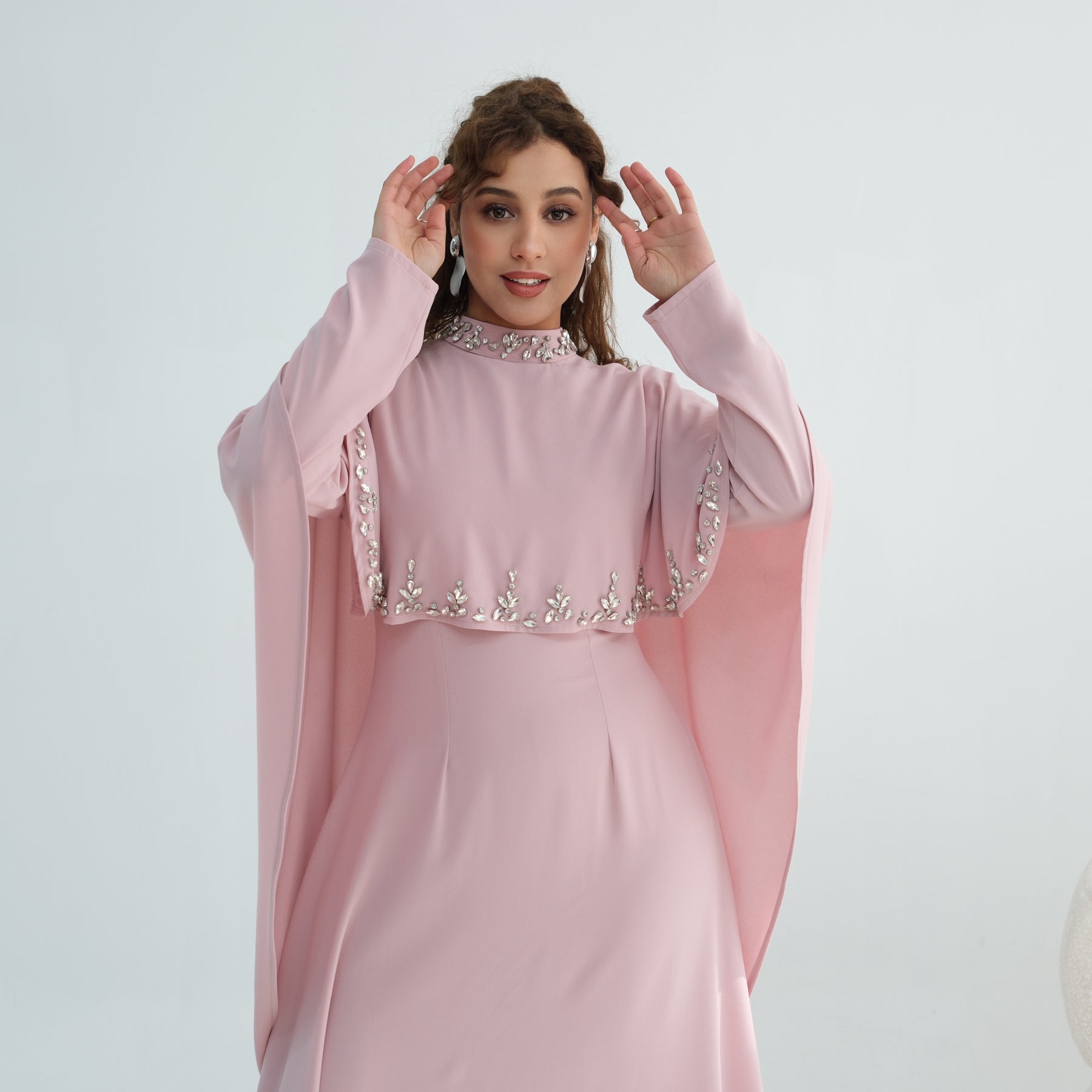 Real shot straight out, large-cutting large-size diamond-studded dress two-piece set 1138