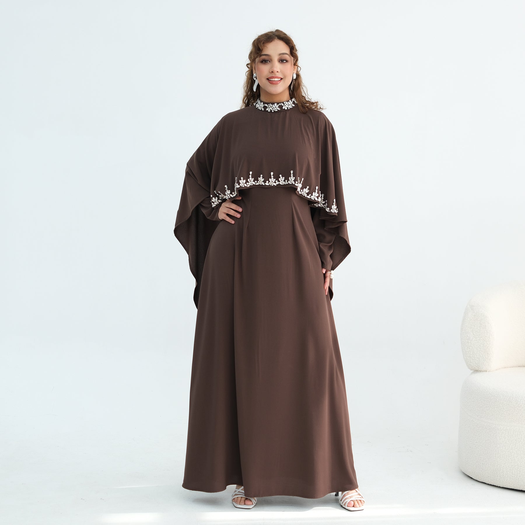 Real shot straight out, large-cutting large-size diamond-studded dress two-piece set 1138