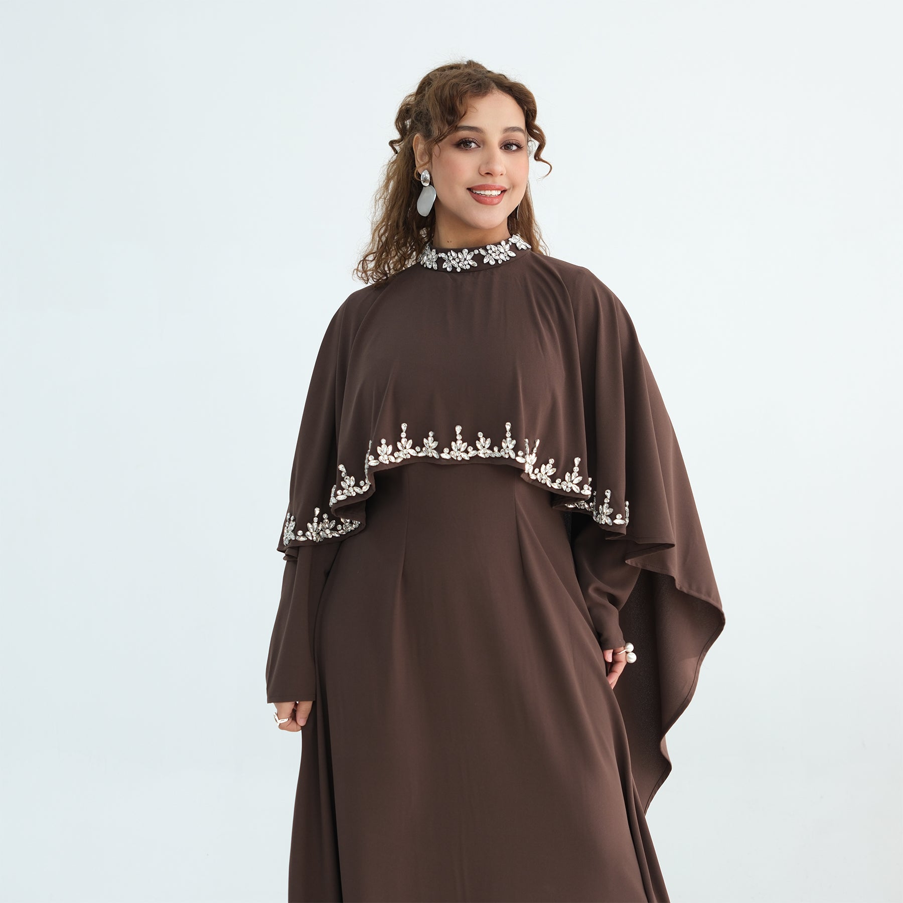 Real shot straight out, large-cutting large-size diamond-studded dress two-piece set 1138