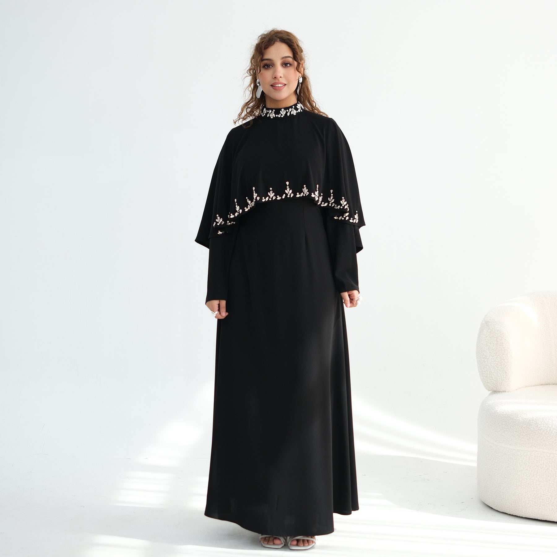 Real shot straight out, large-cutting large-size diamond-studded dress two-piece set 1138