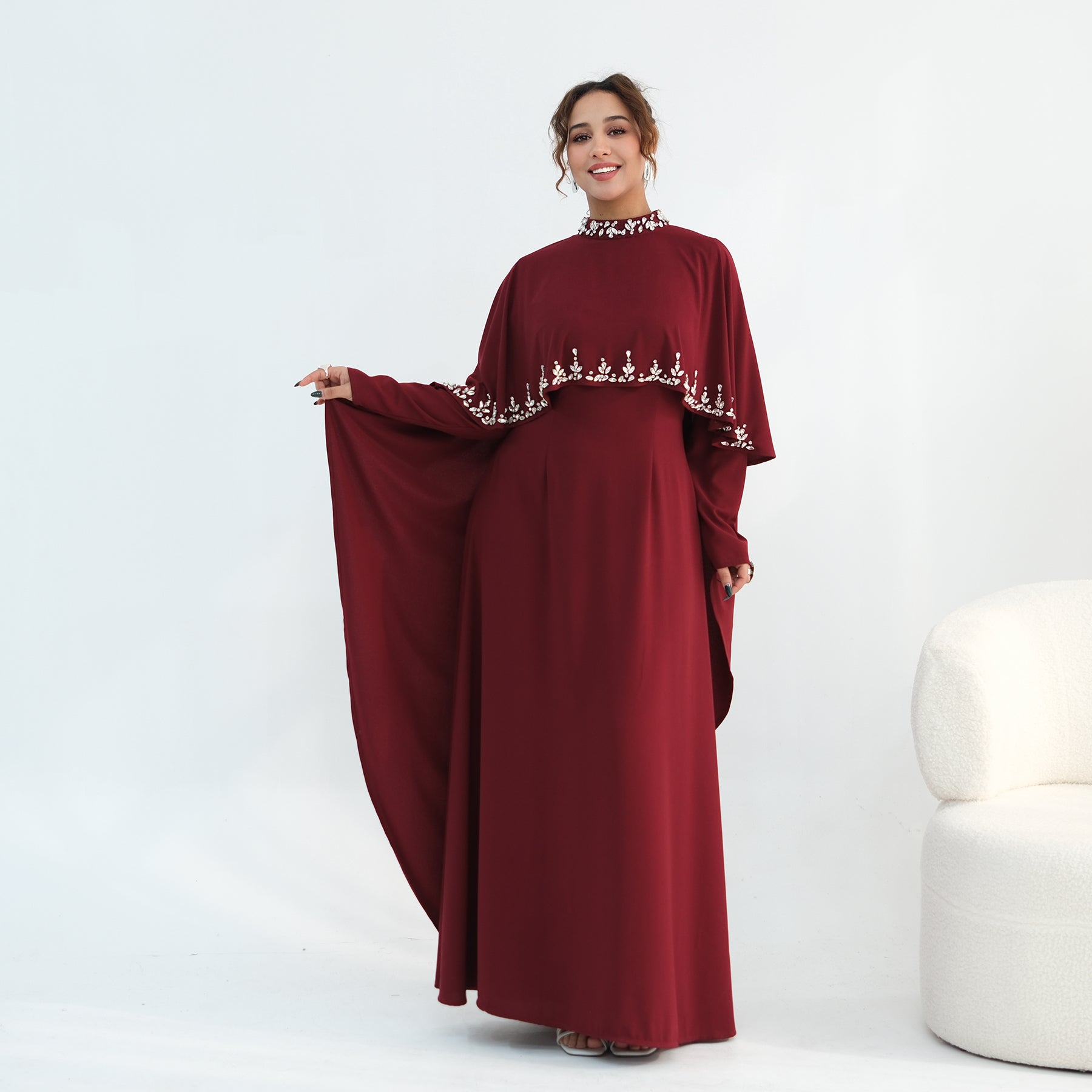 Real shot straight out, large-cutting large-size diamond-studded dress two-piece set 1138