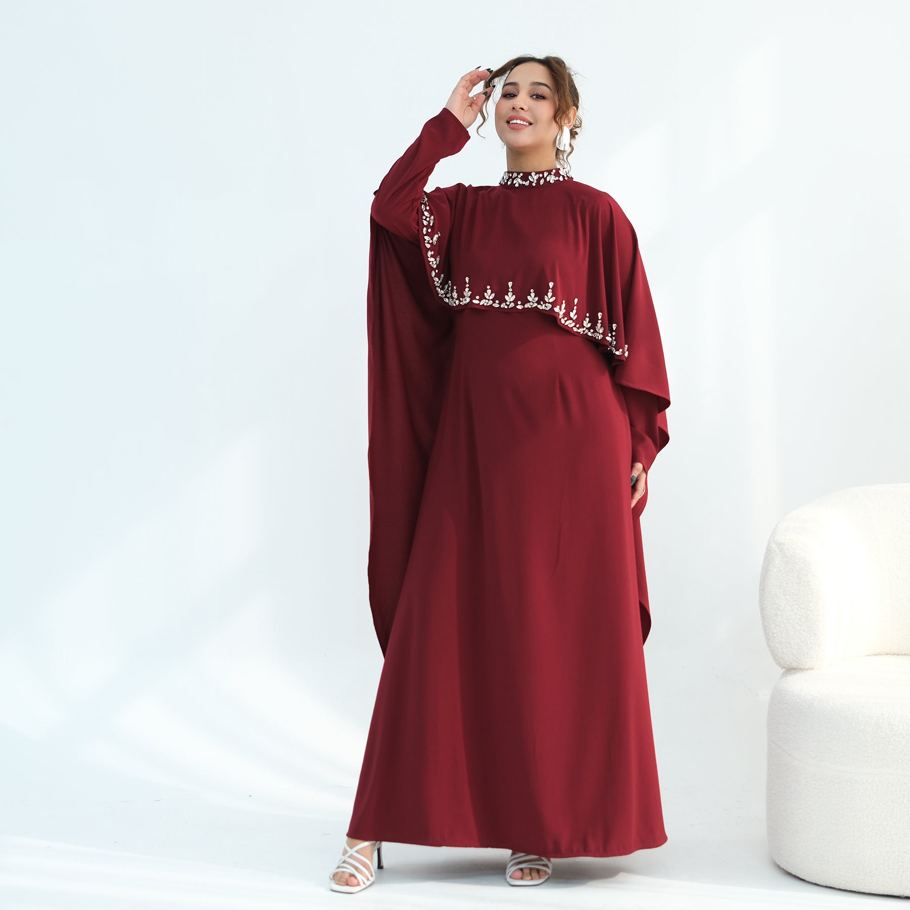 Real shot straight out, large-cutting large-size diamond-studded dress two-piece set 1138