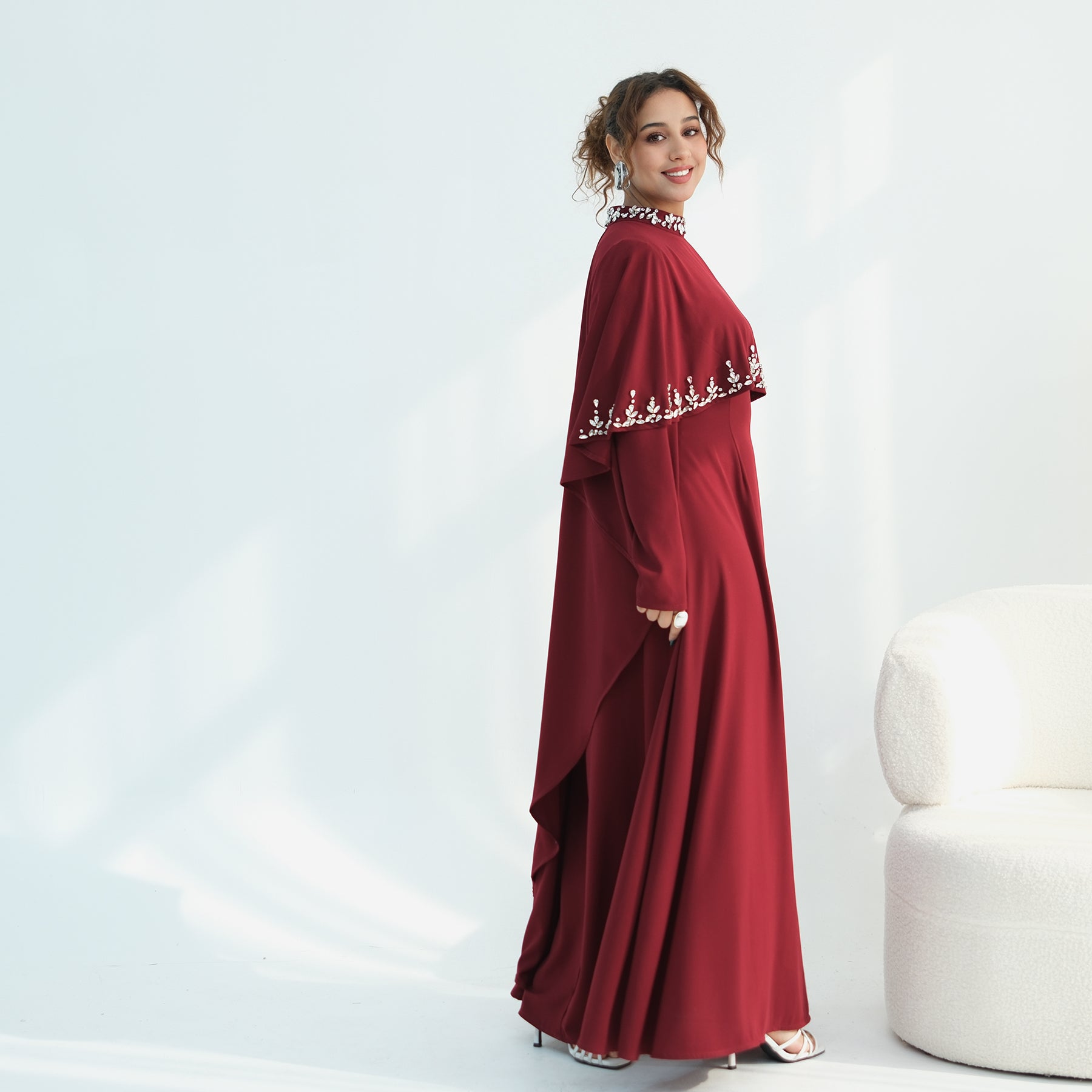 Real shot straight out, large-cutting large-size diamond-studded dress two-piece set 1138