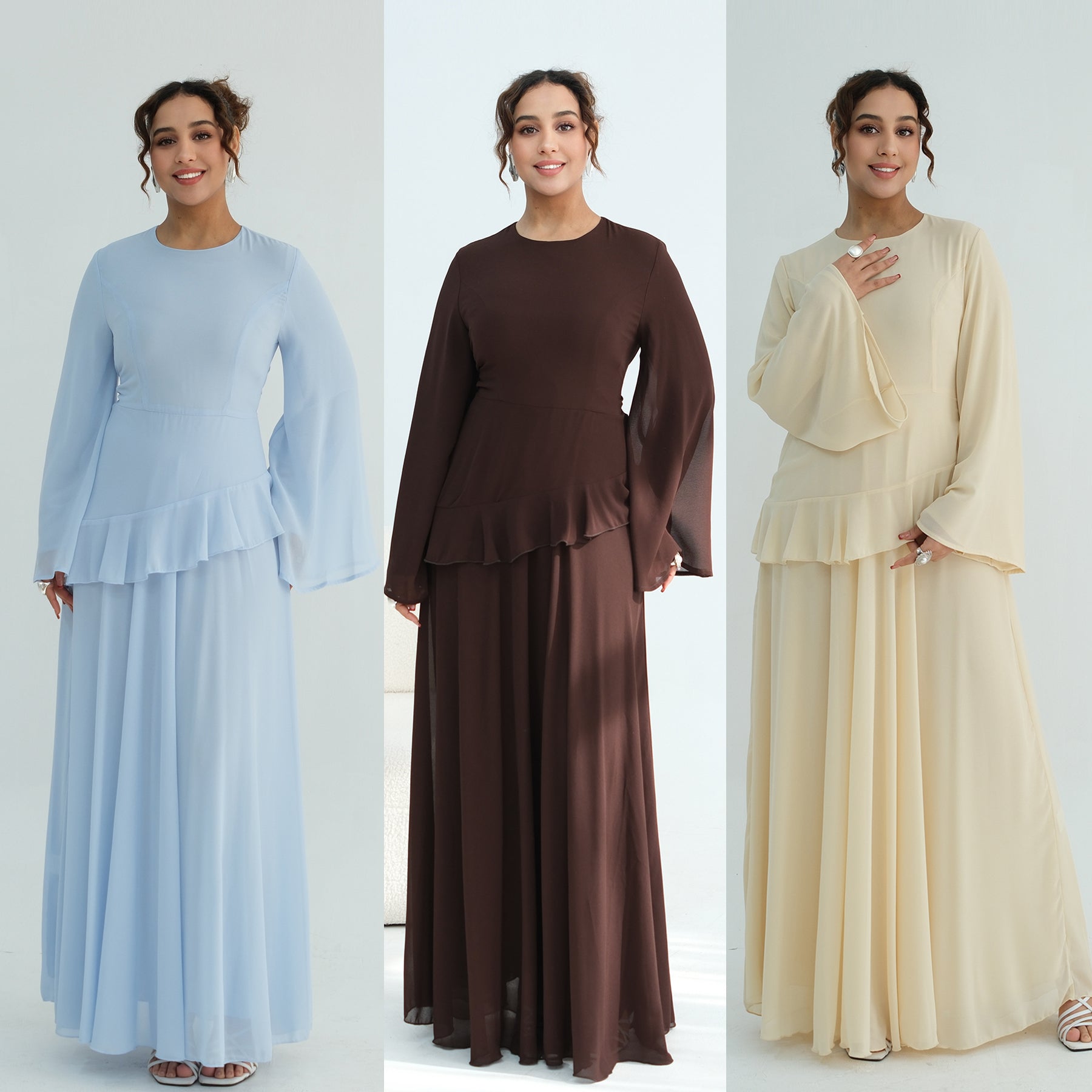 Real photo, directly exported, European and American cross-border dress with a fitted waist and double-layer fabric, style 1145