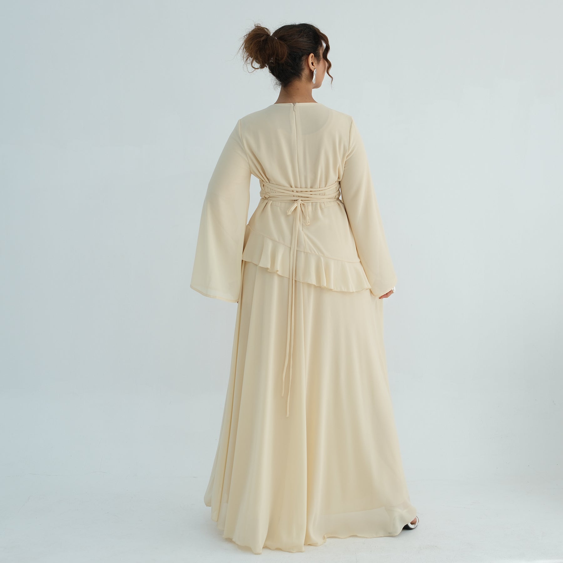 Real photo, directly exported, European and American cross-border dress with a fitted waist and double-layer fabric, style 1145