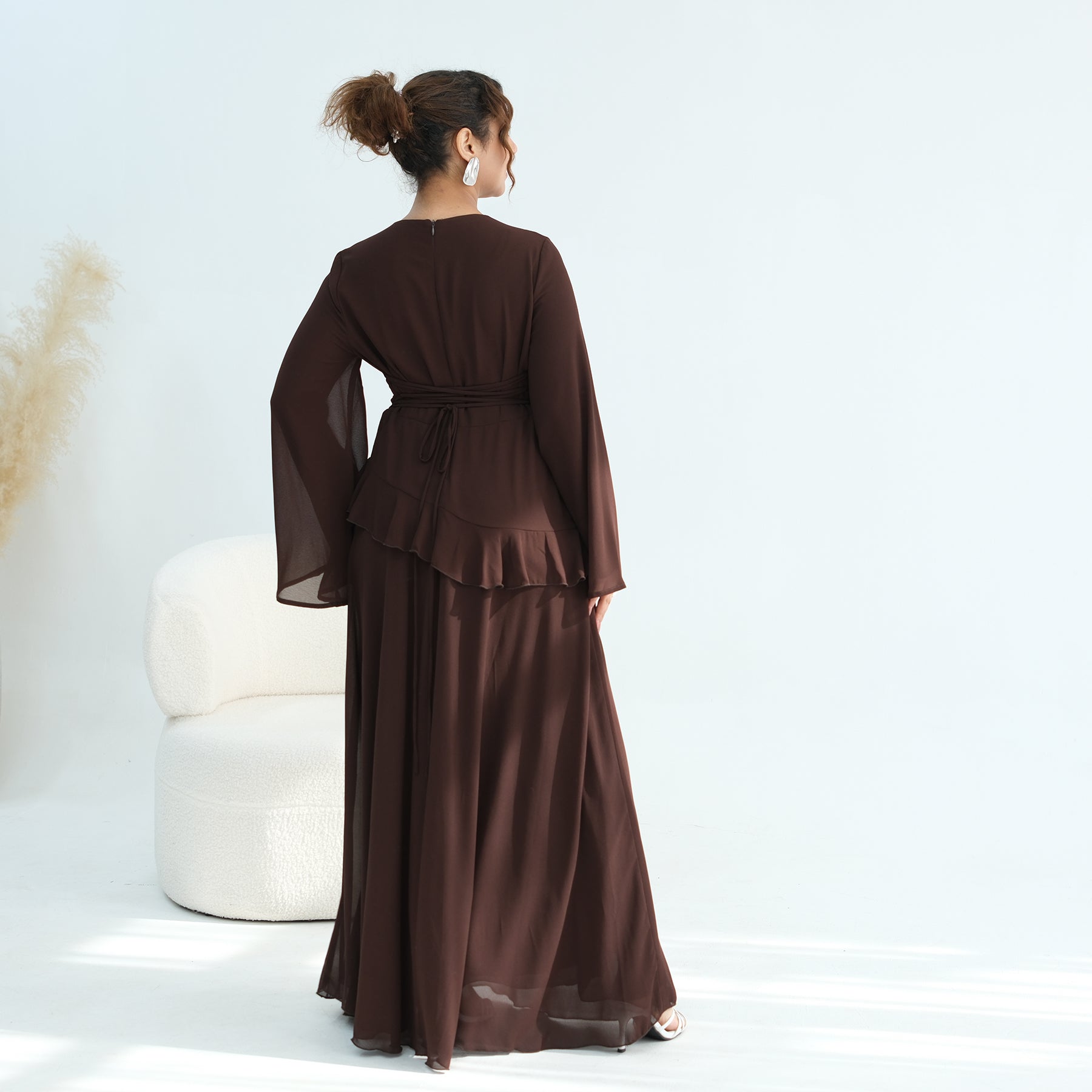 Real photo, directly exported, European and American cross-border dress with a fitted waist and double-layer fabric, style 1145